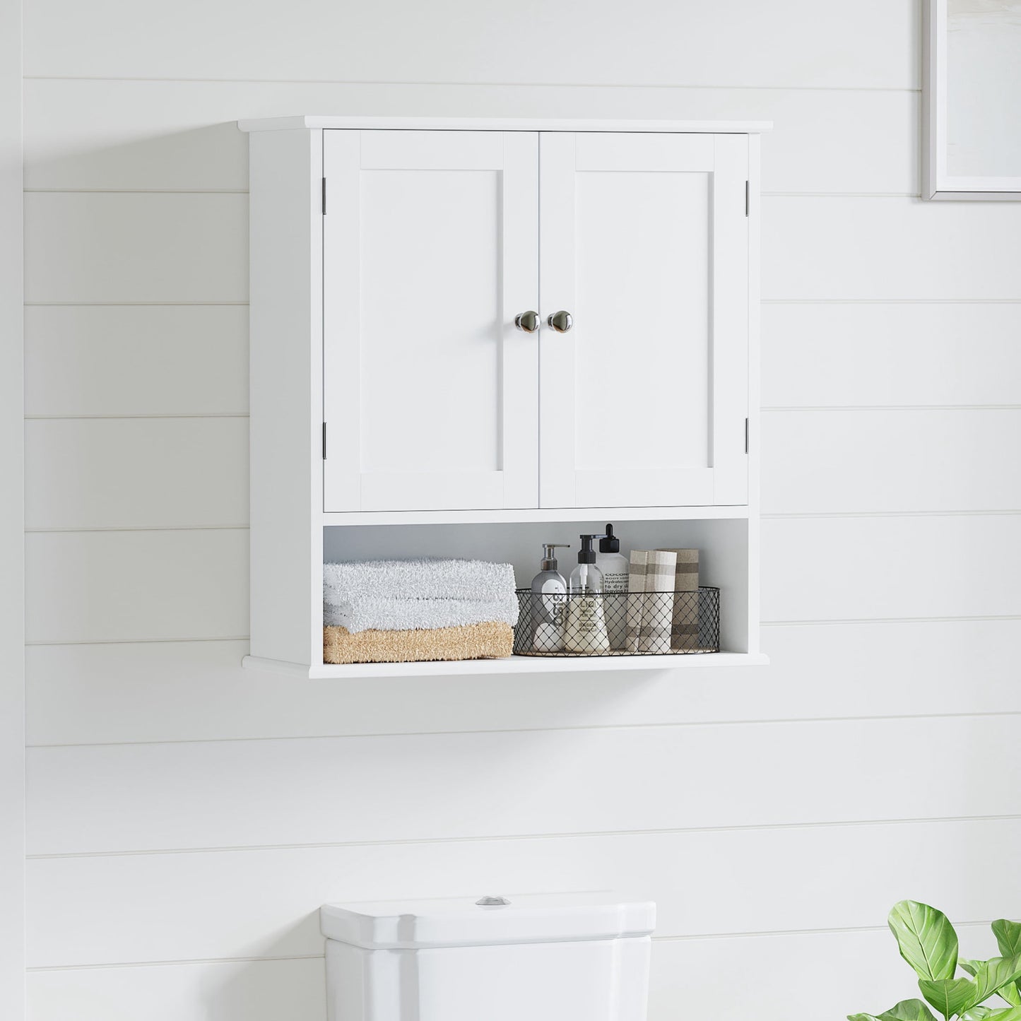 Noble House 26" Bathroom Wall Cabinet with Door, Adjustable Shelves, 3-Tier Wall Mounted Medicine Cabinet, White
