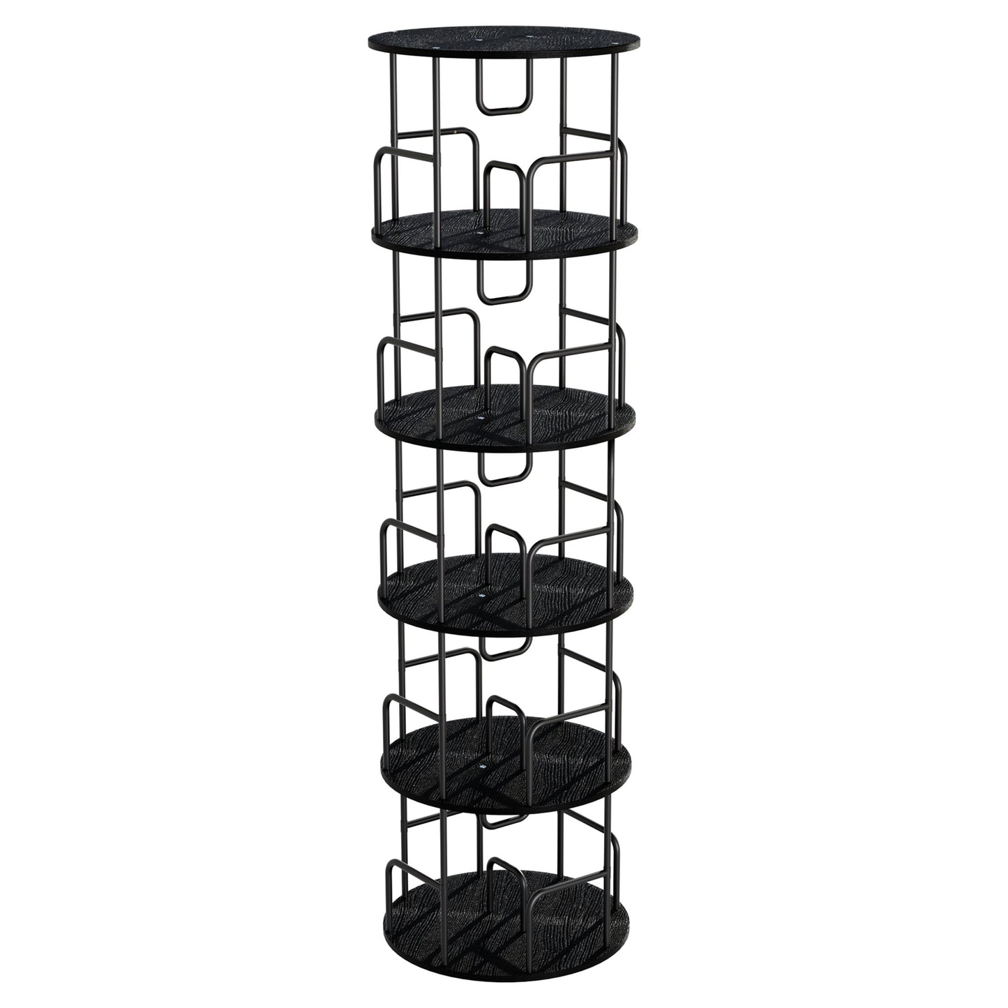 Noble House 62" Storage Rotating Bookshelf Tower, Narrow 5-Tier Tall Spinning Vertical Bookcase Organizer, Black