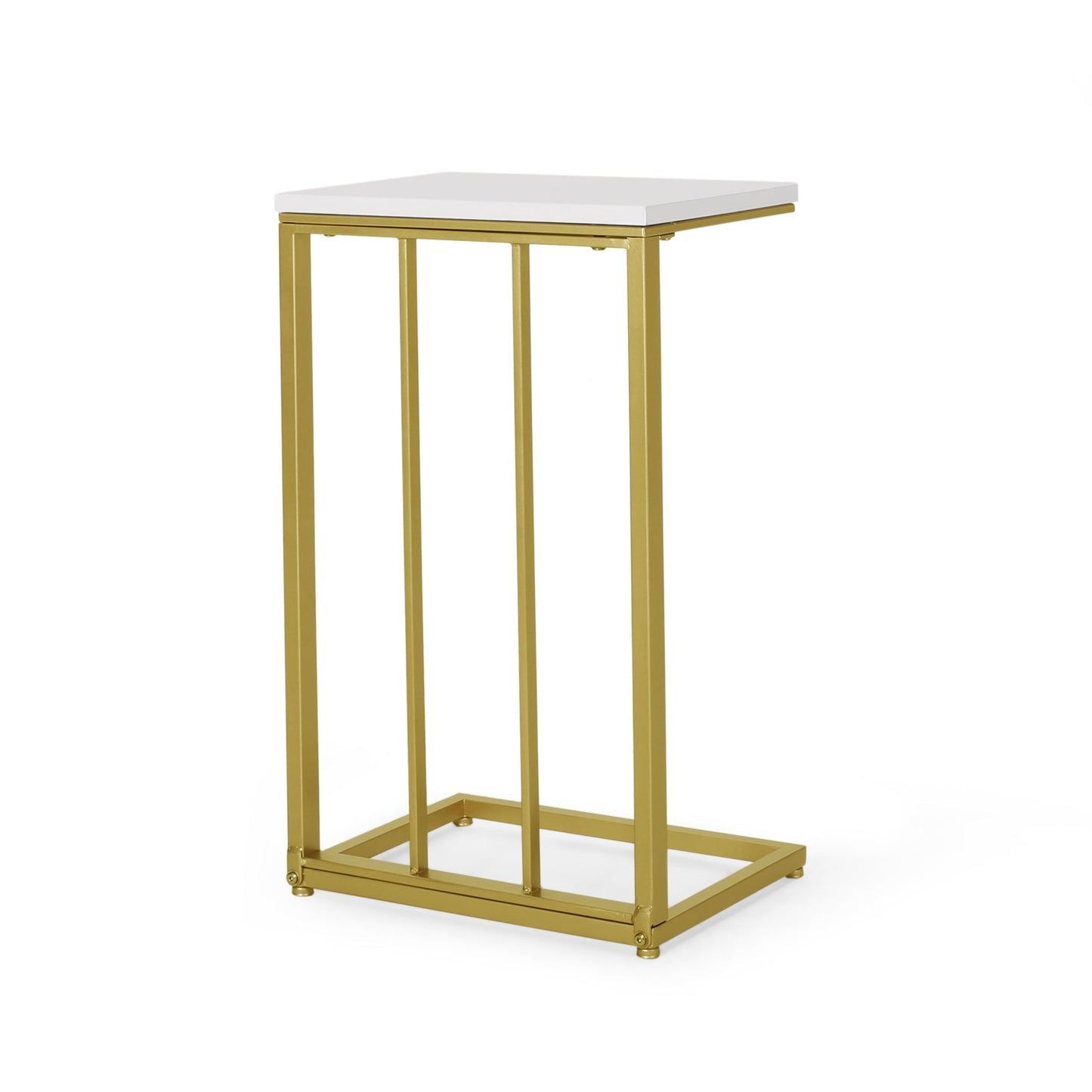 Noble House Wade Modern Glam C Side Table, Set of 2, Champagne Gold, White