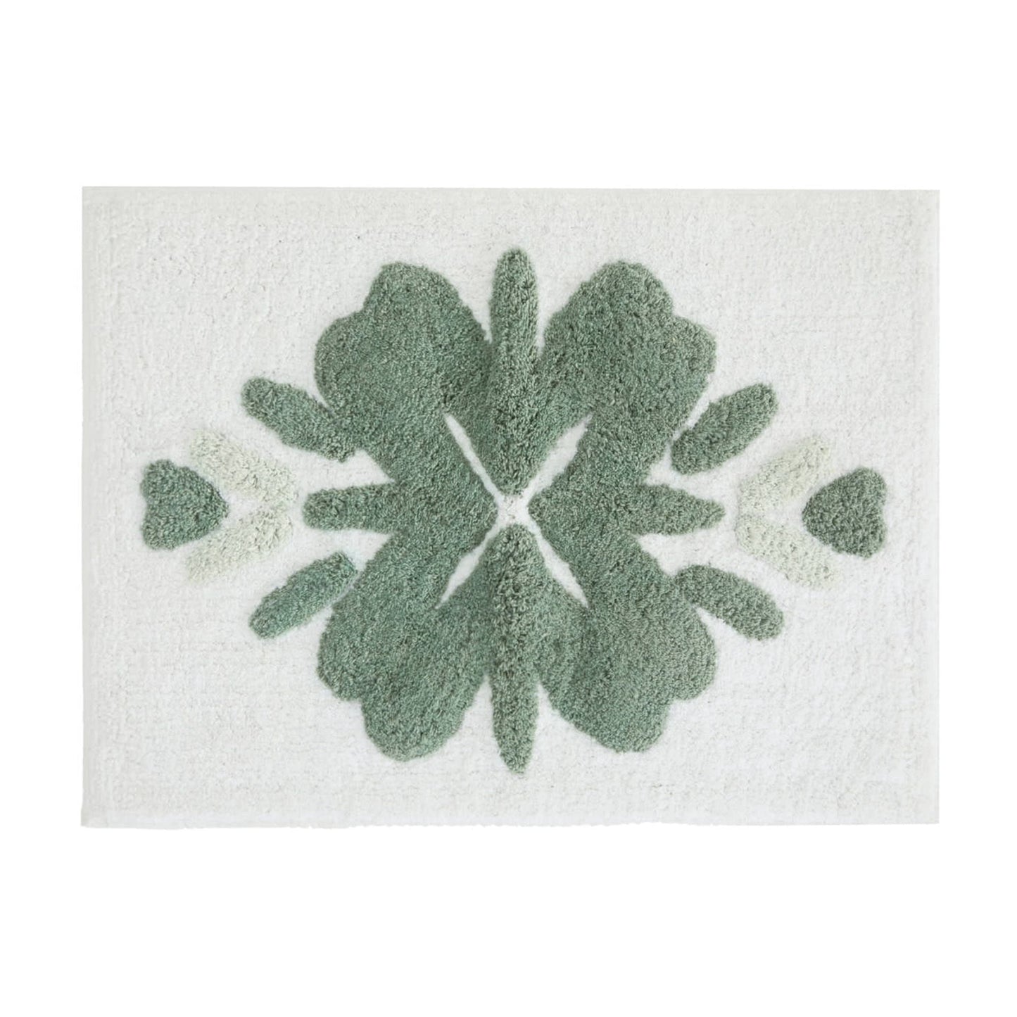 Noble Linens Floral Pattern Cotton Bath Mat, 24 in x 17 in, Flower Sage