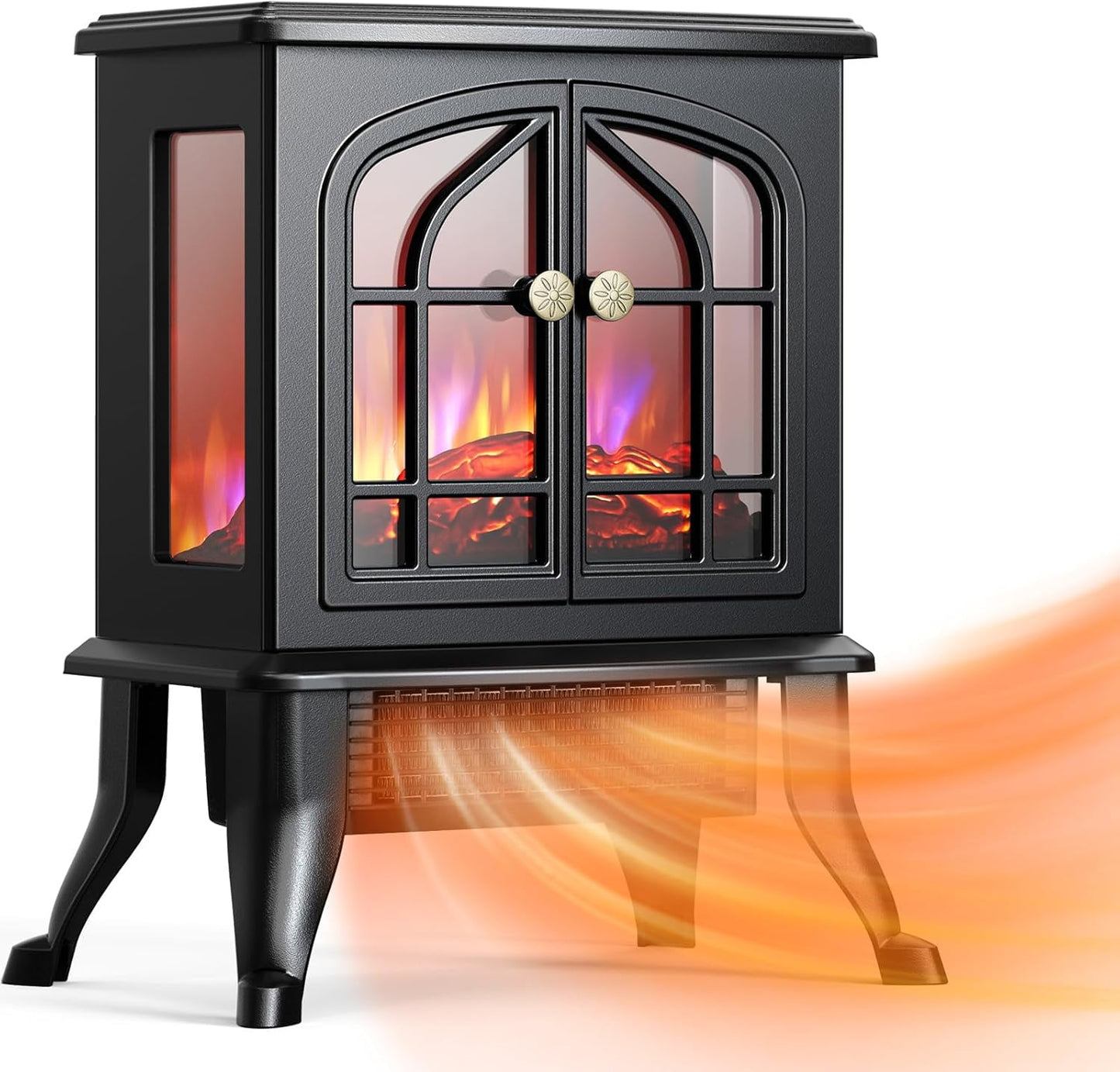 Nordic Hygge 1500-Watt Electric Fireplace Space Heater with 3s Fast Heating, 3D Flame Effect, Overheat Protection