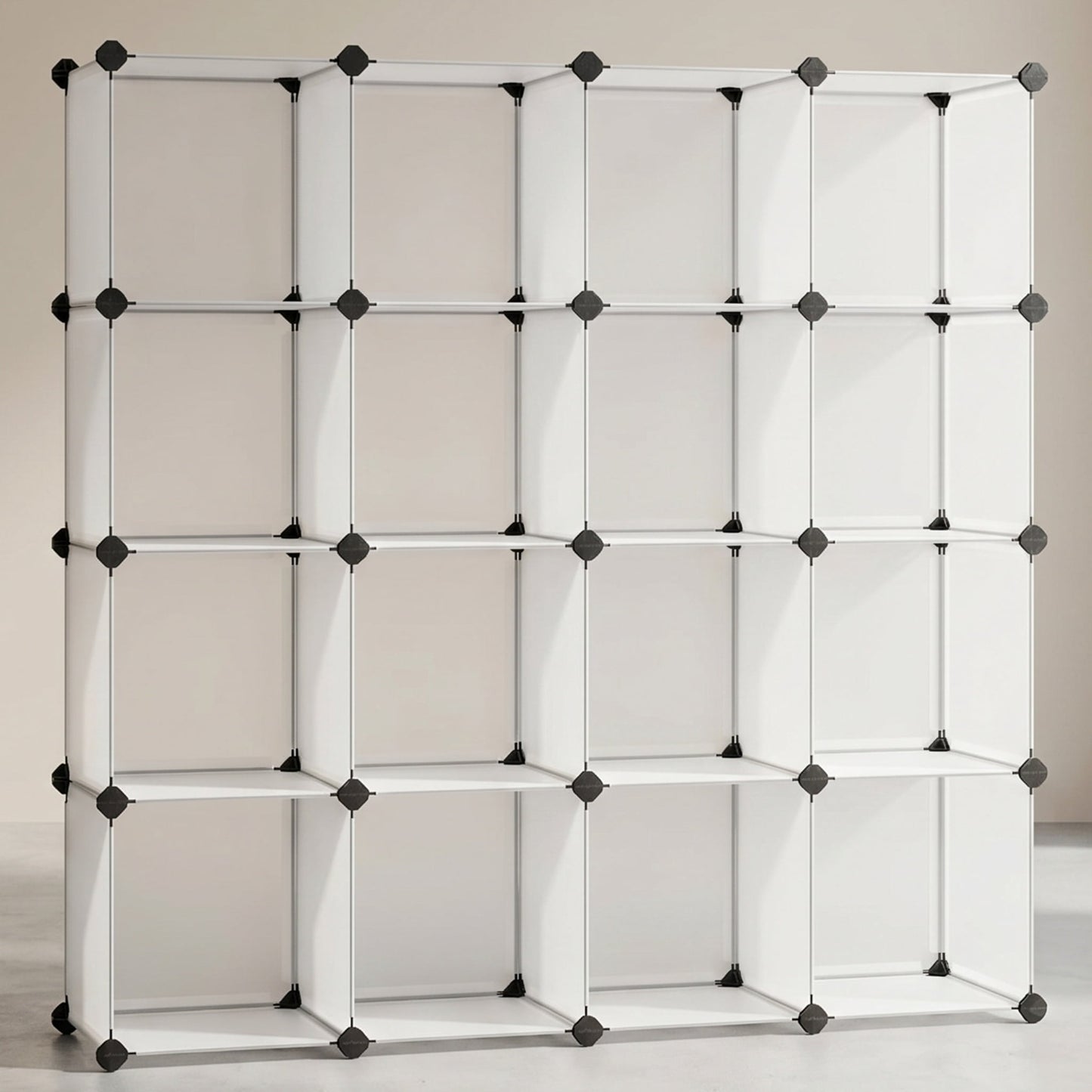 Nordic Hygge 16-Cube Modular Storage Organizer, DIY Plastic Closet Storage and Bookshelf – White