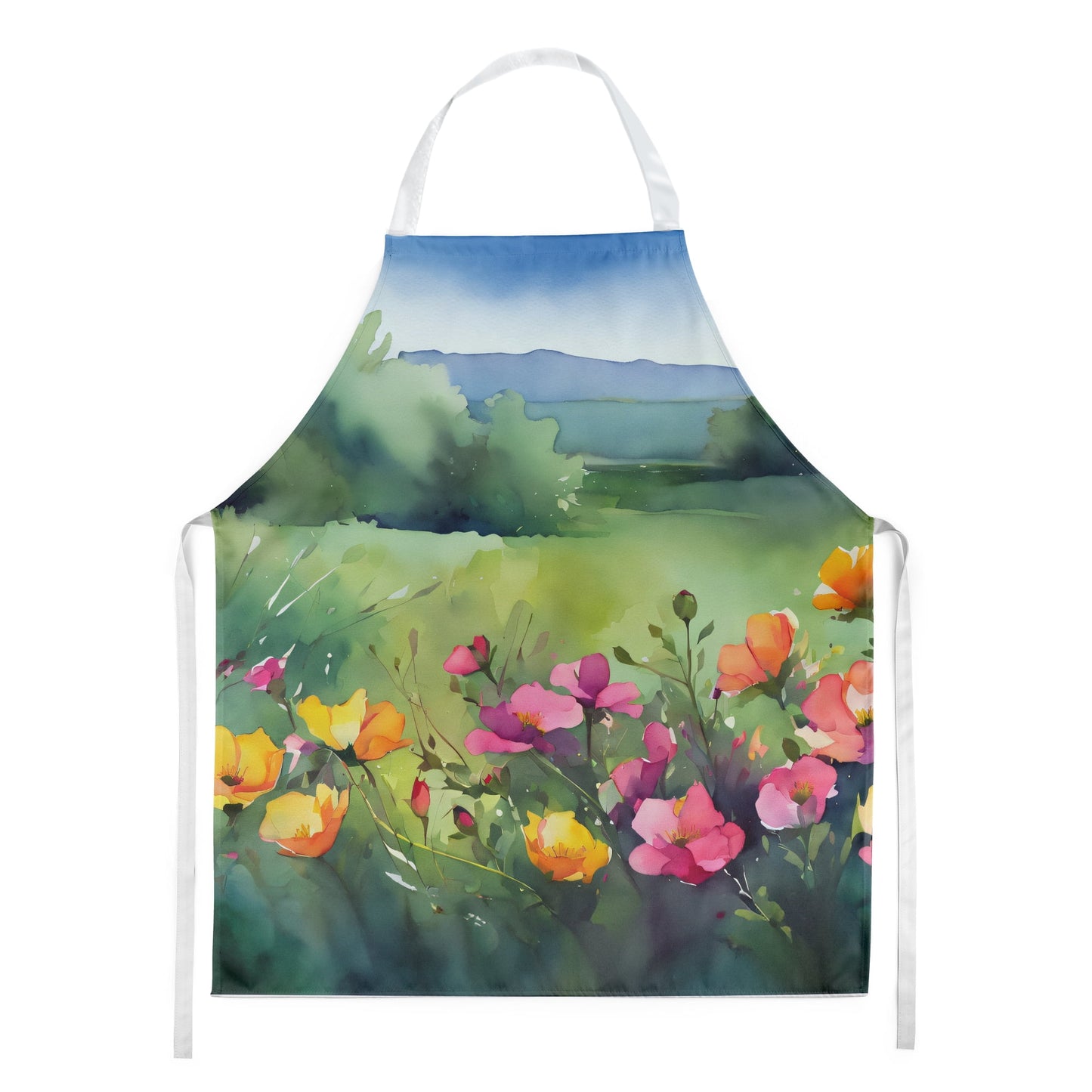 North Dakota Wild Prairie Roses in Watercolor Apron 27 in x 30 in