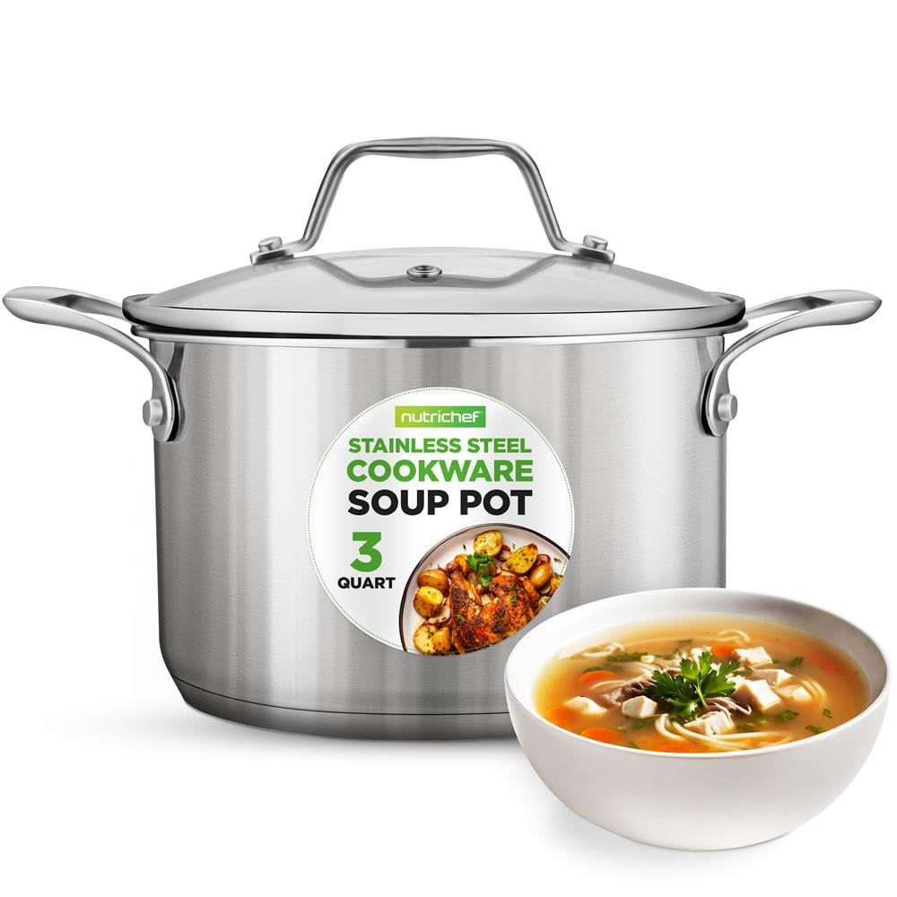 NutriChef 3-Quart Stainless Steel Soup Pot 18/8 Food Grade