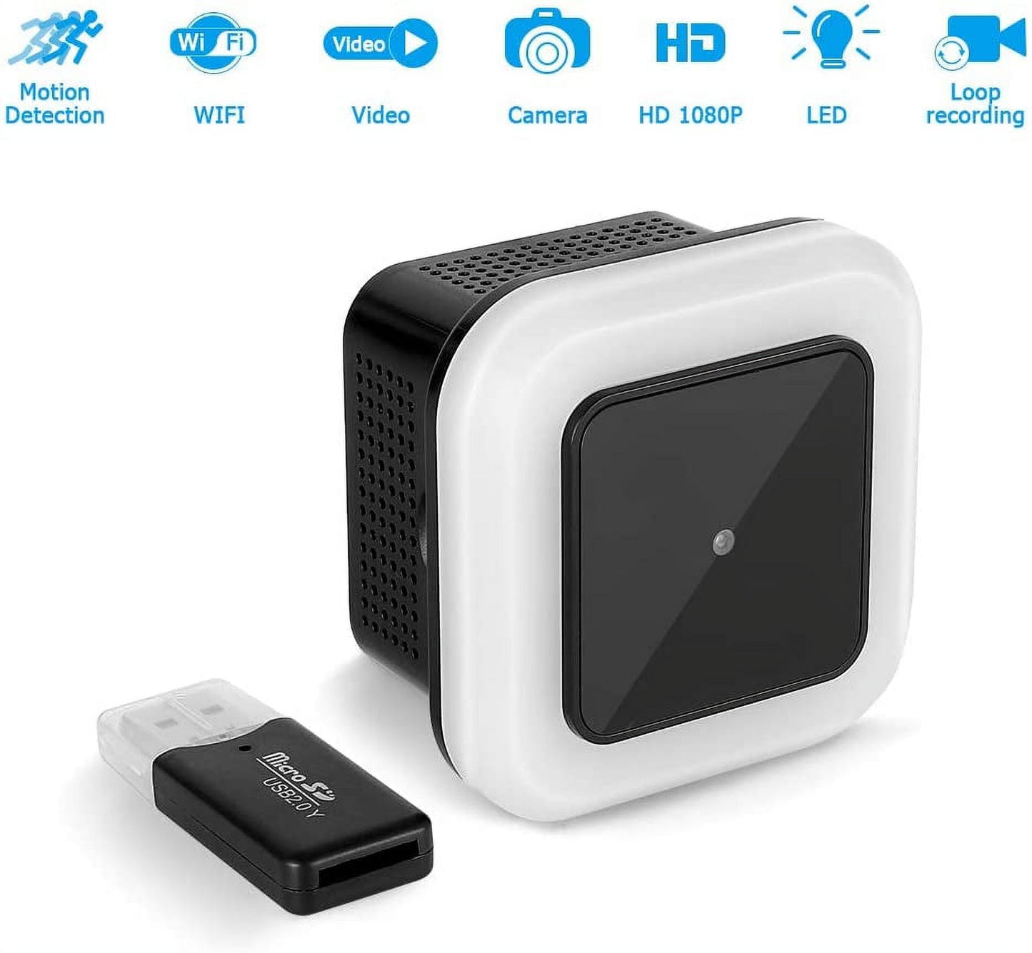 ONLINE Spy Hidden Camera with LED Light, 1080P, Wireless Surveillance Camera, Black