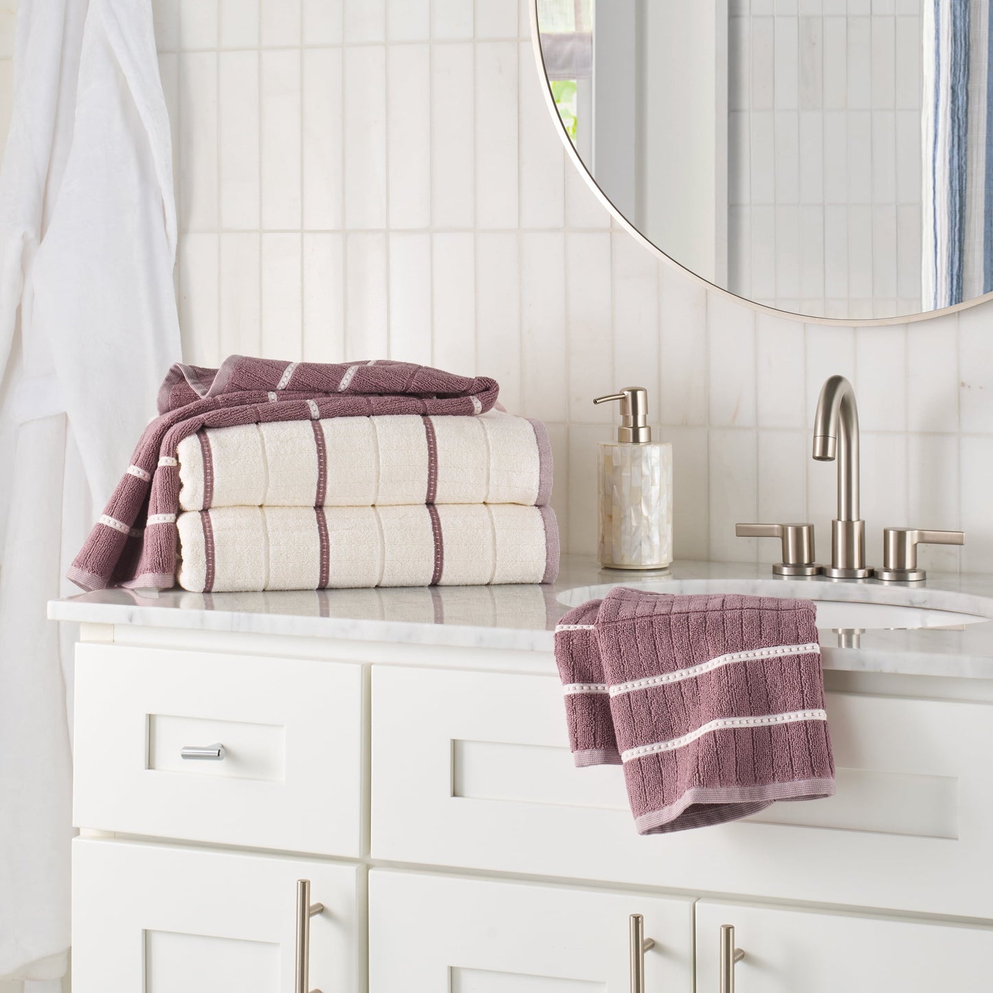 Better Homes & Gardens Soft Cotton Textured 4 Piece Bath Towel Set,Violet Gem