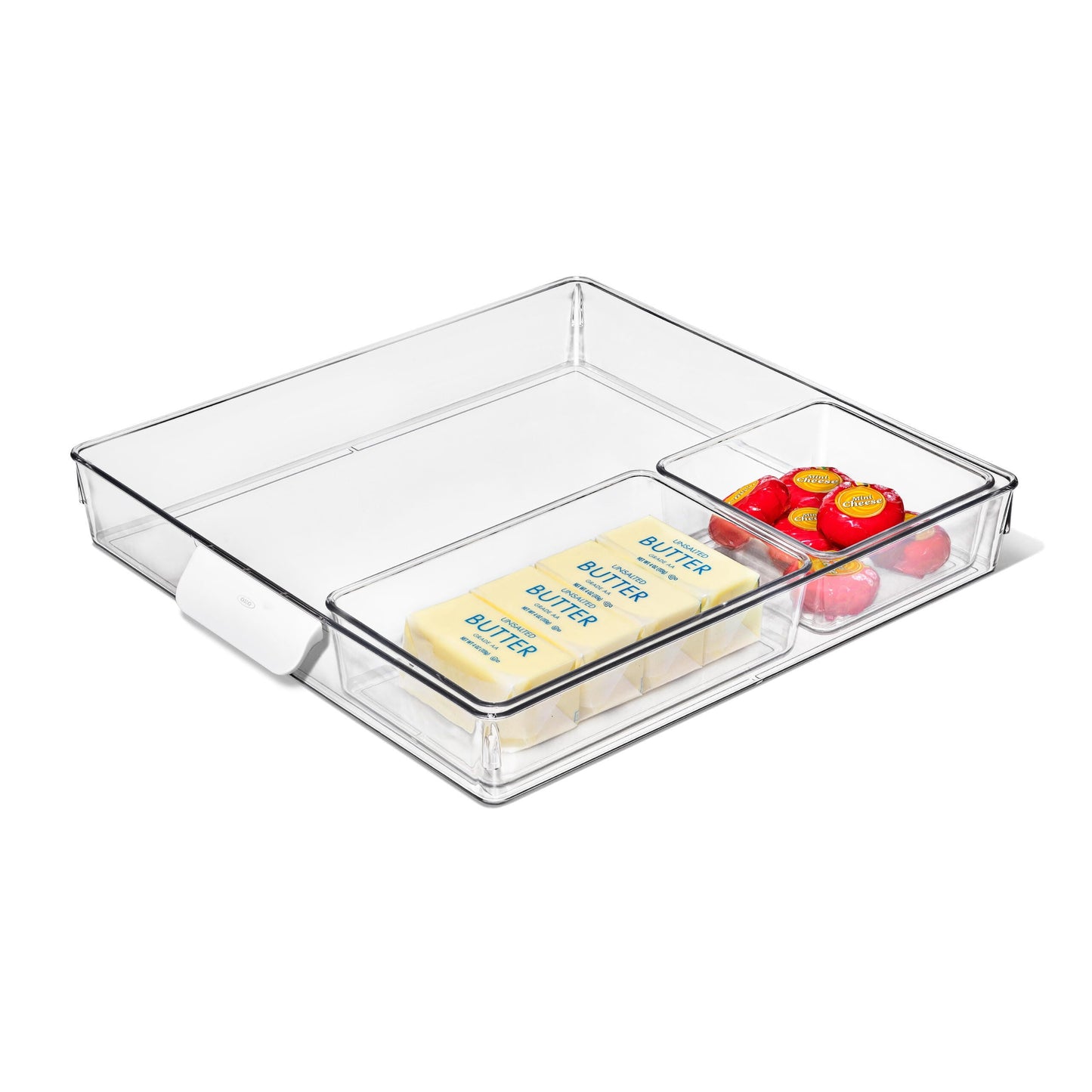 OXO Refrigerator Organizer Tray 3-Piece Set with Handle, Clear
