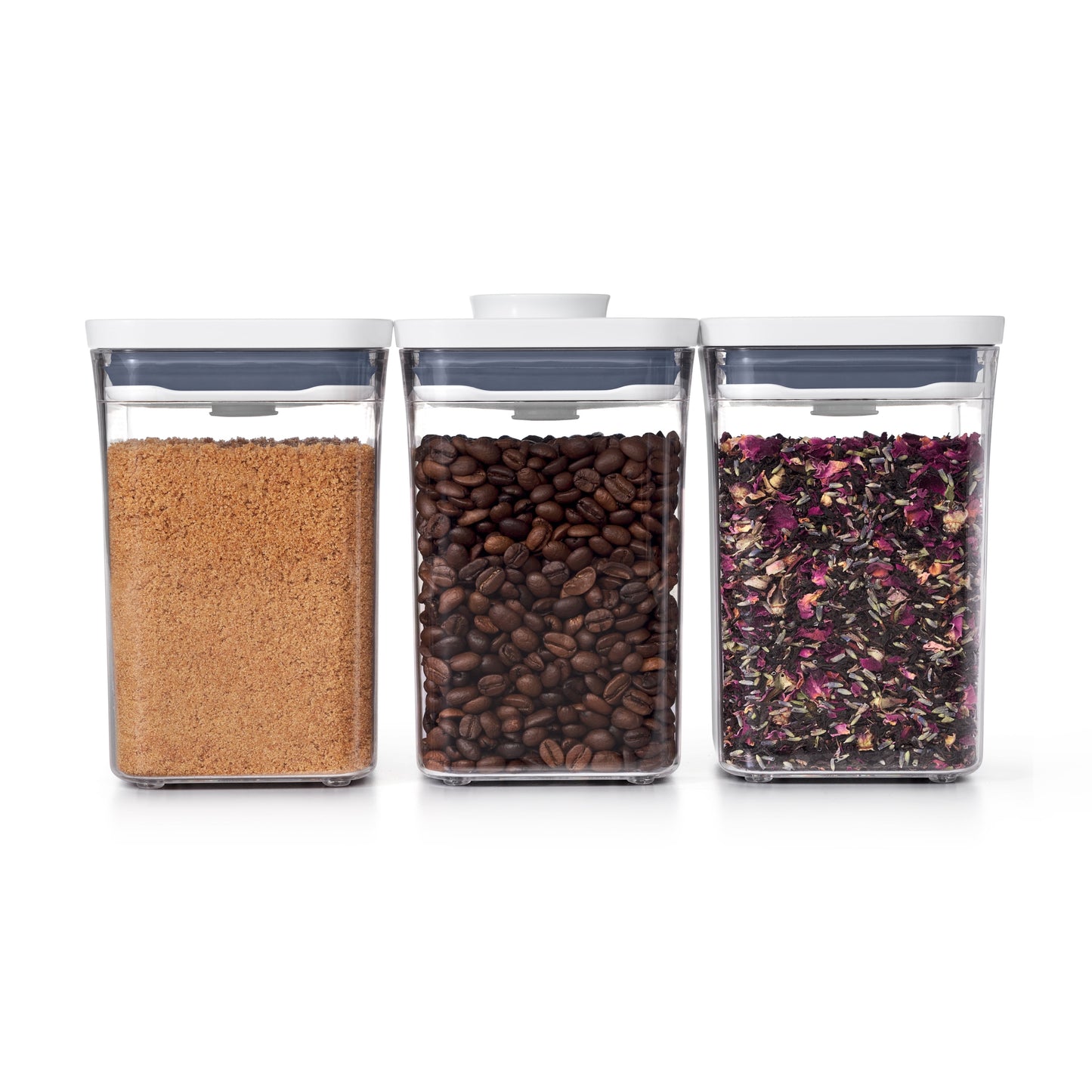 OXO POP Container 1.1-Qt Short Small Square Food Storage Container, 3-Pack, White