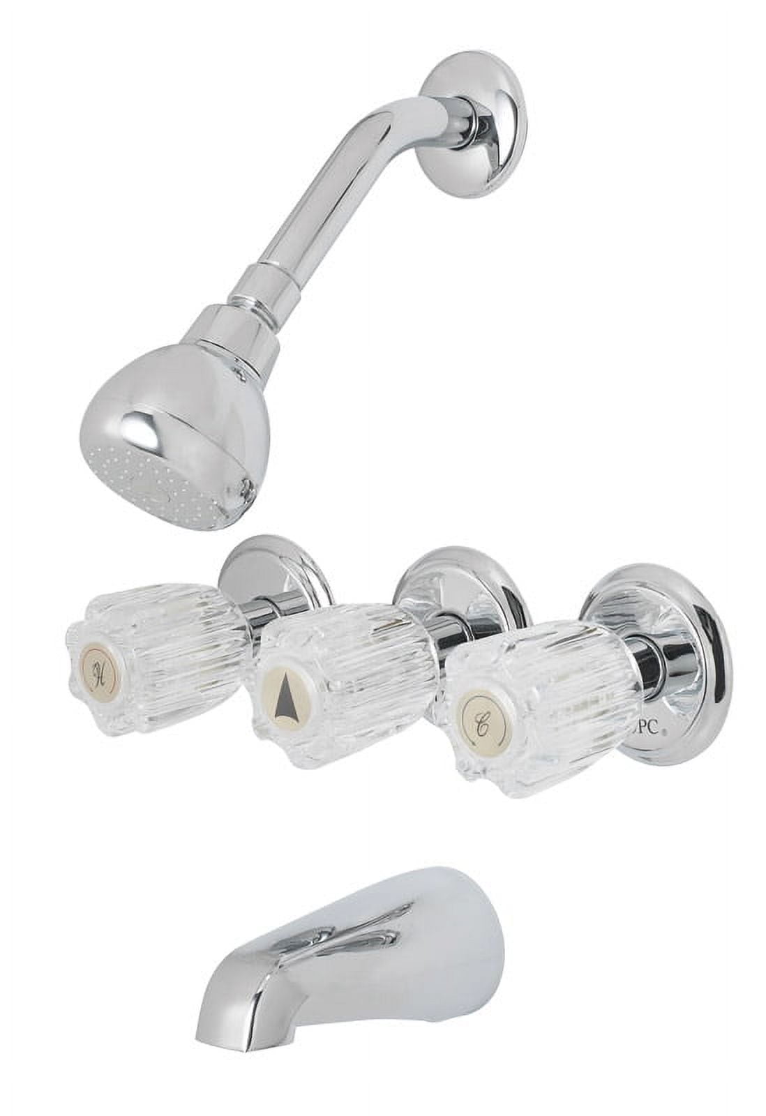 OakBrook Essentials Three Handle Tub and Shower Faucet, Chrome