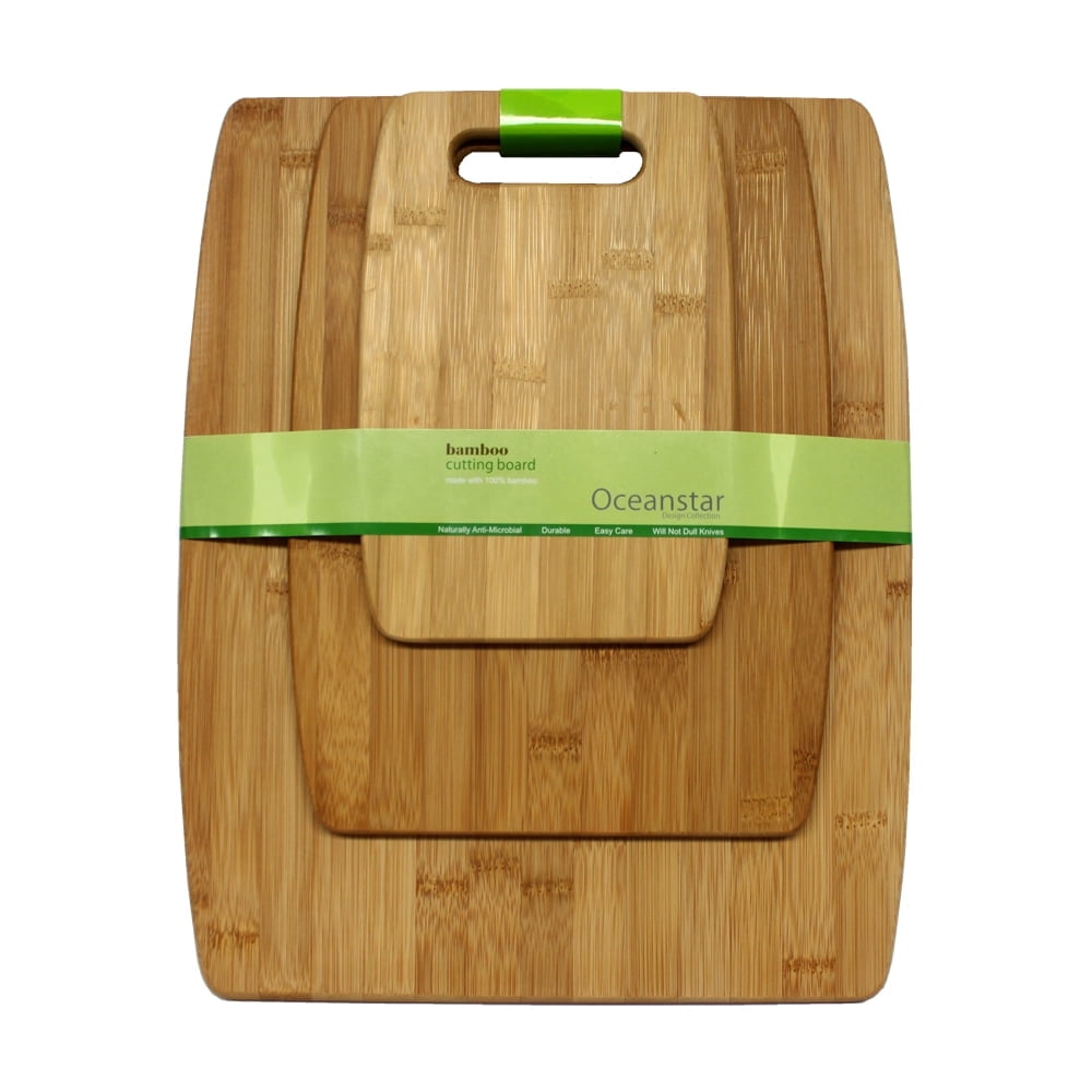Oceanstar 3-Piece Eco-Friendly Traditional Bamboo Cutting Board Set in Brown
