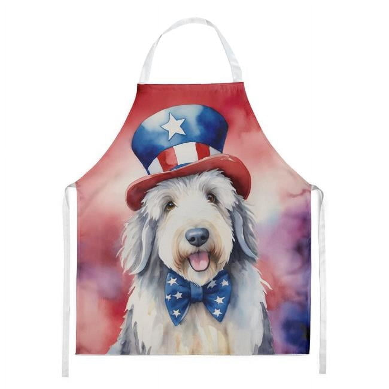 Old English Sheepdog Patriotic American Apron 27 in x 30 in