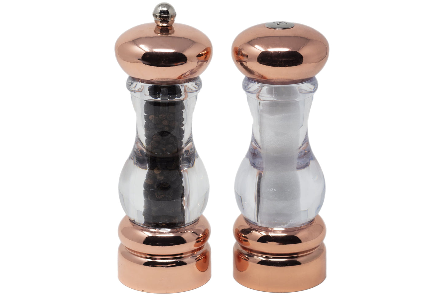 Olde Thompson Del Norte Salt Shaker and Pepper Mill Set, Plated Copper, Pre-Filled