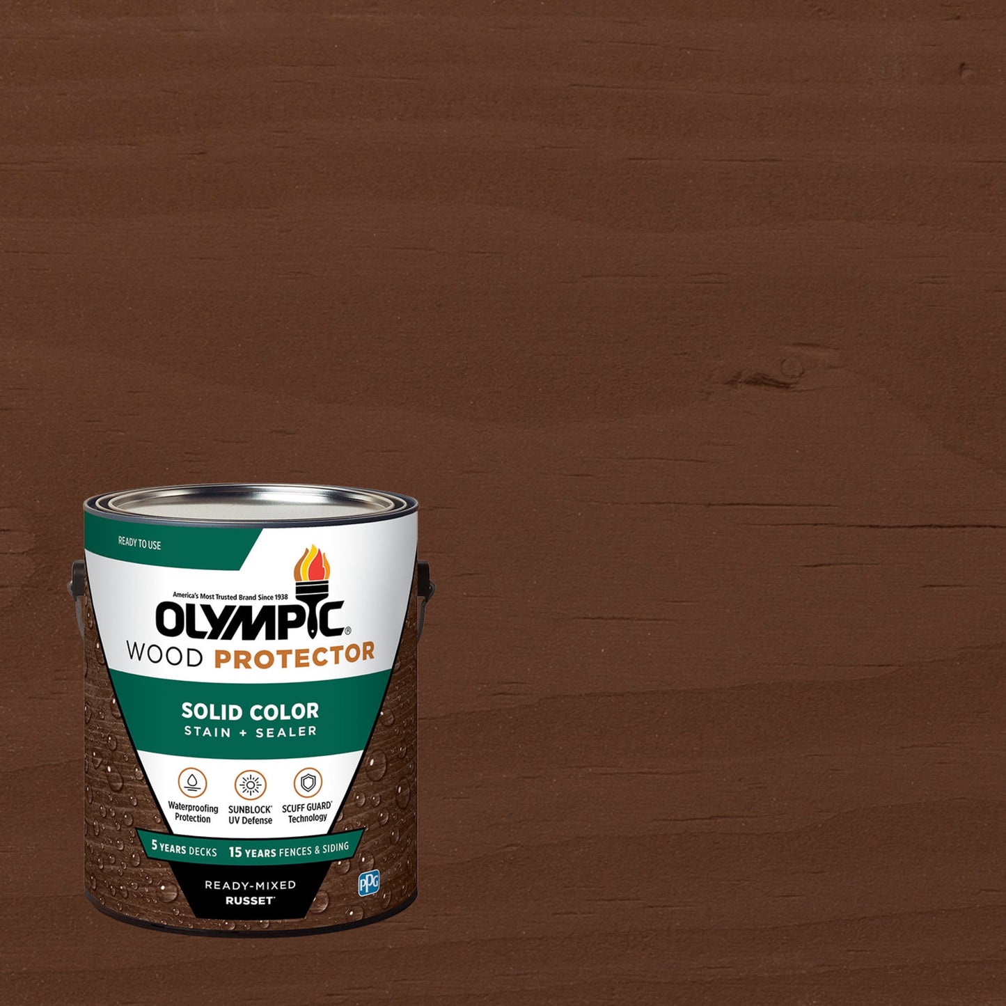 Olympic 1 Gallon Russet Solid Color Exterior Wood Stain Plus Sealer in One