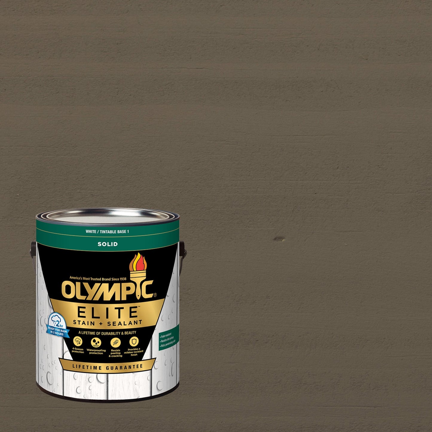 Olympic Elite 1 Gallon SC-1003 Antique Silver Solid Advanced Exterior Stain and Sealer in One