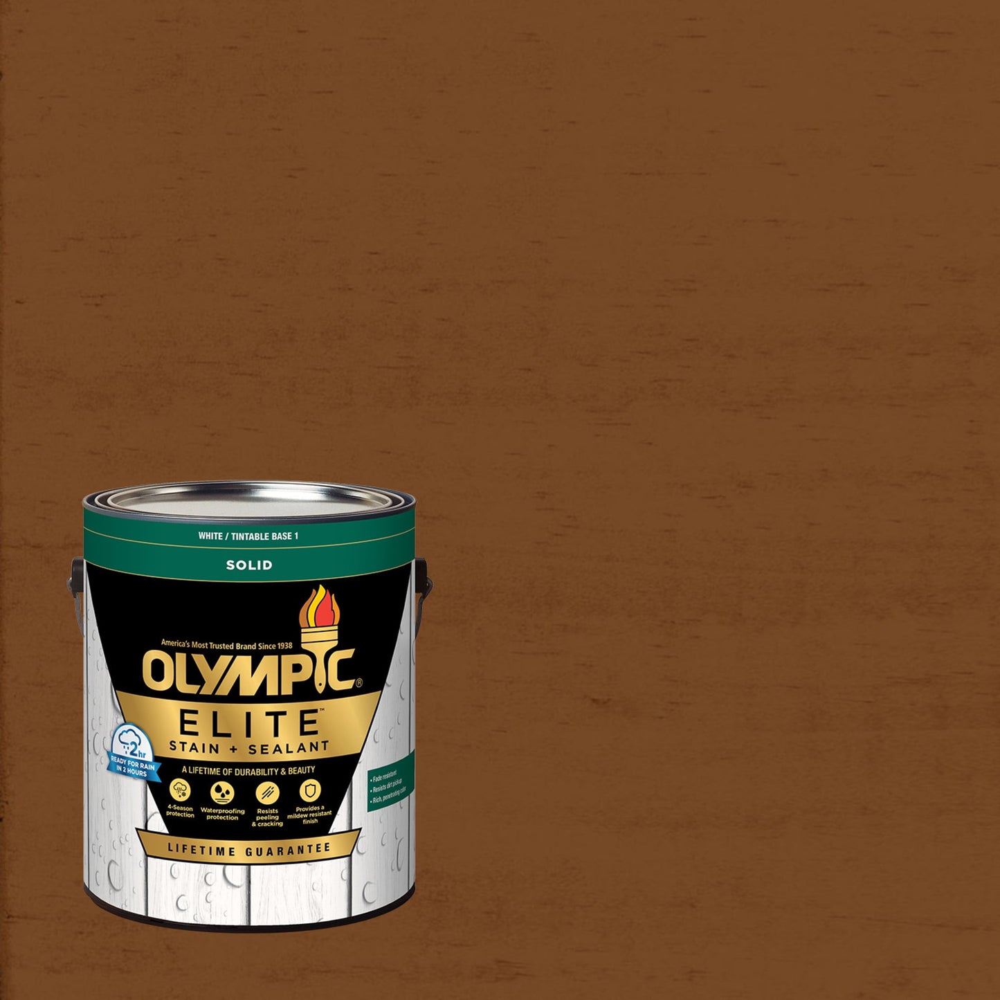 Olympic Elite 1 Gallon SC-1014 Cedar Solid Advanced Exterior Stain and Sealer in One