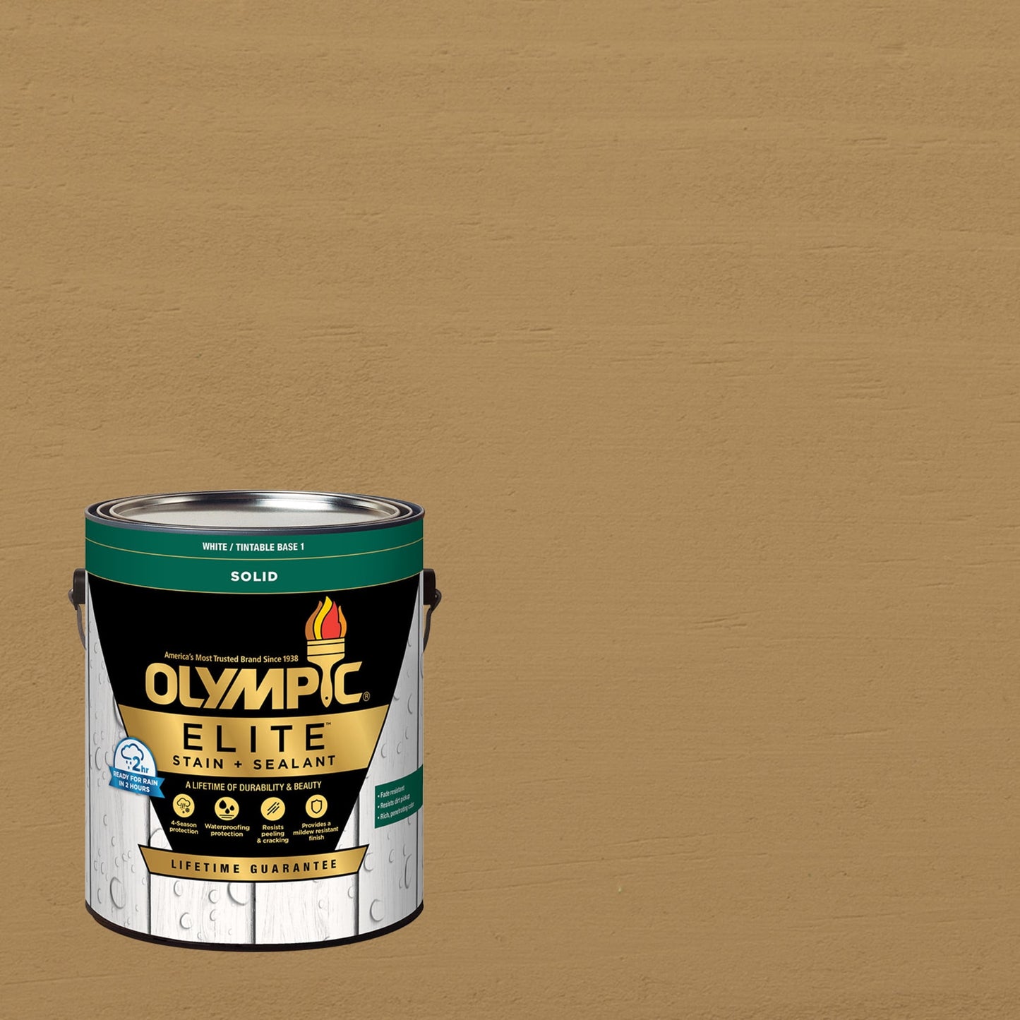 Olympic Elite 1 Gallon SC-1015 Chamois Solid Advanced Exterior Stain and Sealer in One