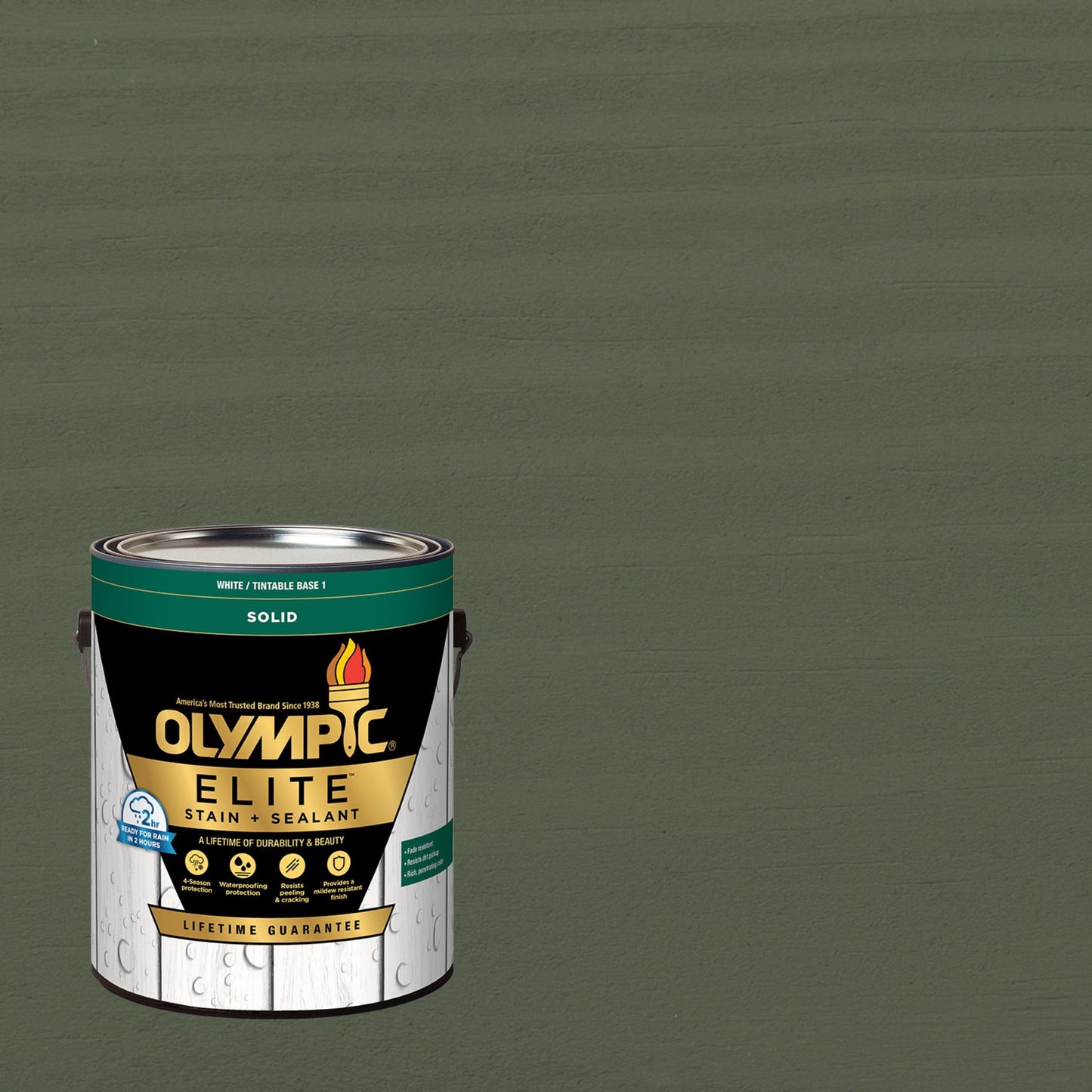 Olympic Elite 1 Gallon SC-1018 Cool Breeze Solid Advanced Exterior Stain and Sealer in One