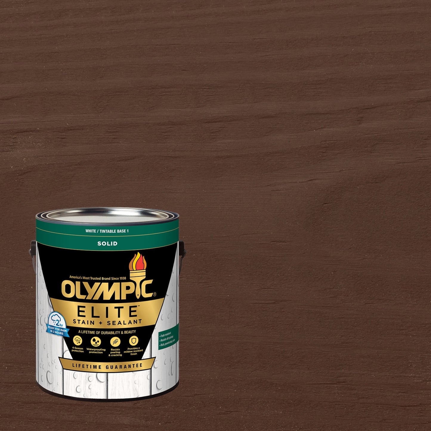 Olympic Elite 1 Gallon SC-1044 Mahogany Solid Advanced Exterior Stain and Sealer in One