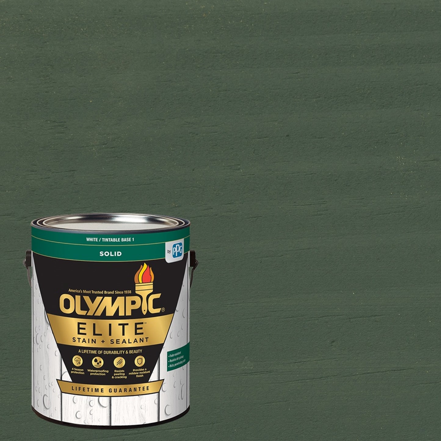 Olympic Elite 1 Gallon SC-1068 Rocky Gray Solid Advanced Exterior Stain and Sealer in One
