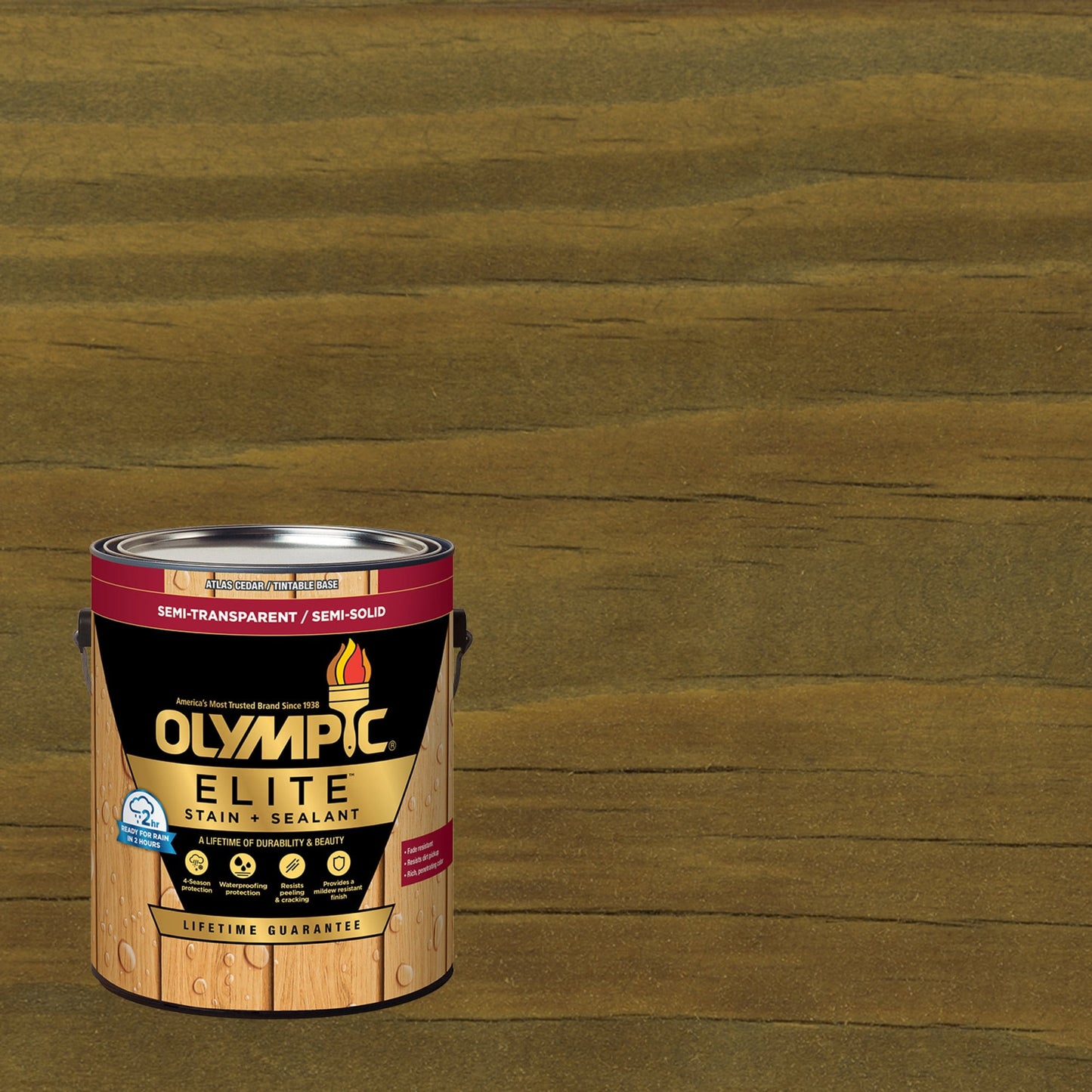 Olympic Elite 1 Gallon ST-2013 Driftwood Gray Semi-Transparent Exterior Stain and Sealer in One Low VOC