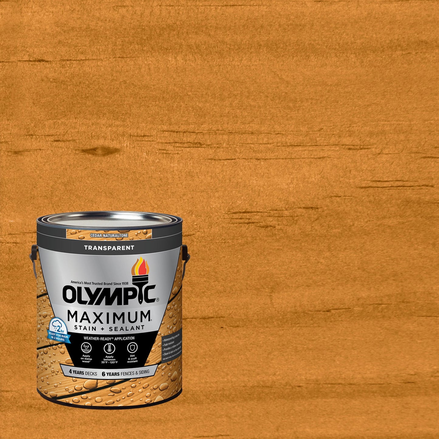 Olympic Maximum 1 Gallon Cedar Transparent Exterior Stain and Sealer in One Low VOC