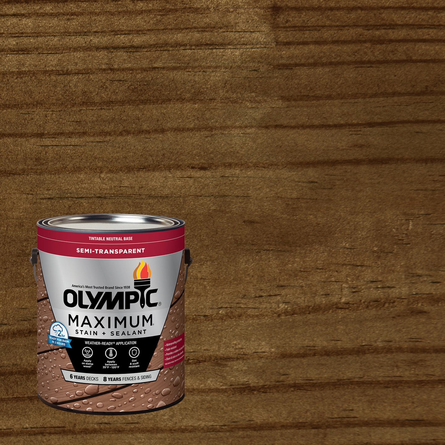 Olympic Maximum 1 Gallon ST-2002 Black Walnut Semi-Transparent Exterior Stain and Sealer in One Low VOC