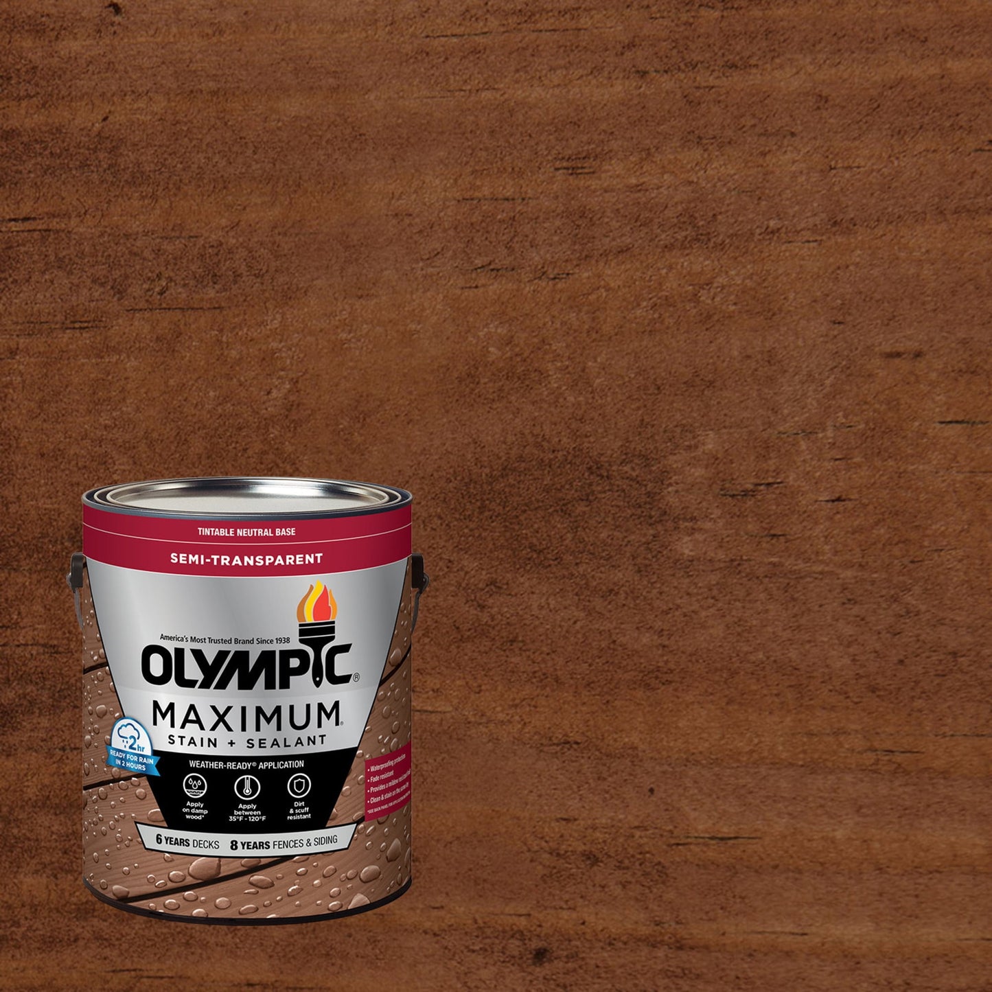 Olympic Maximum 1 Gallon ST-2011 Dark Mahogany Semi-Transparent Exterior Stain and Sealer in One Low VOC