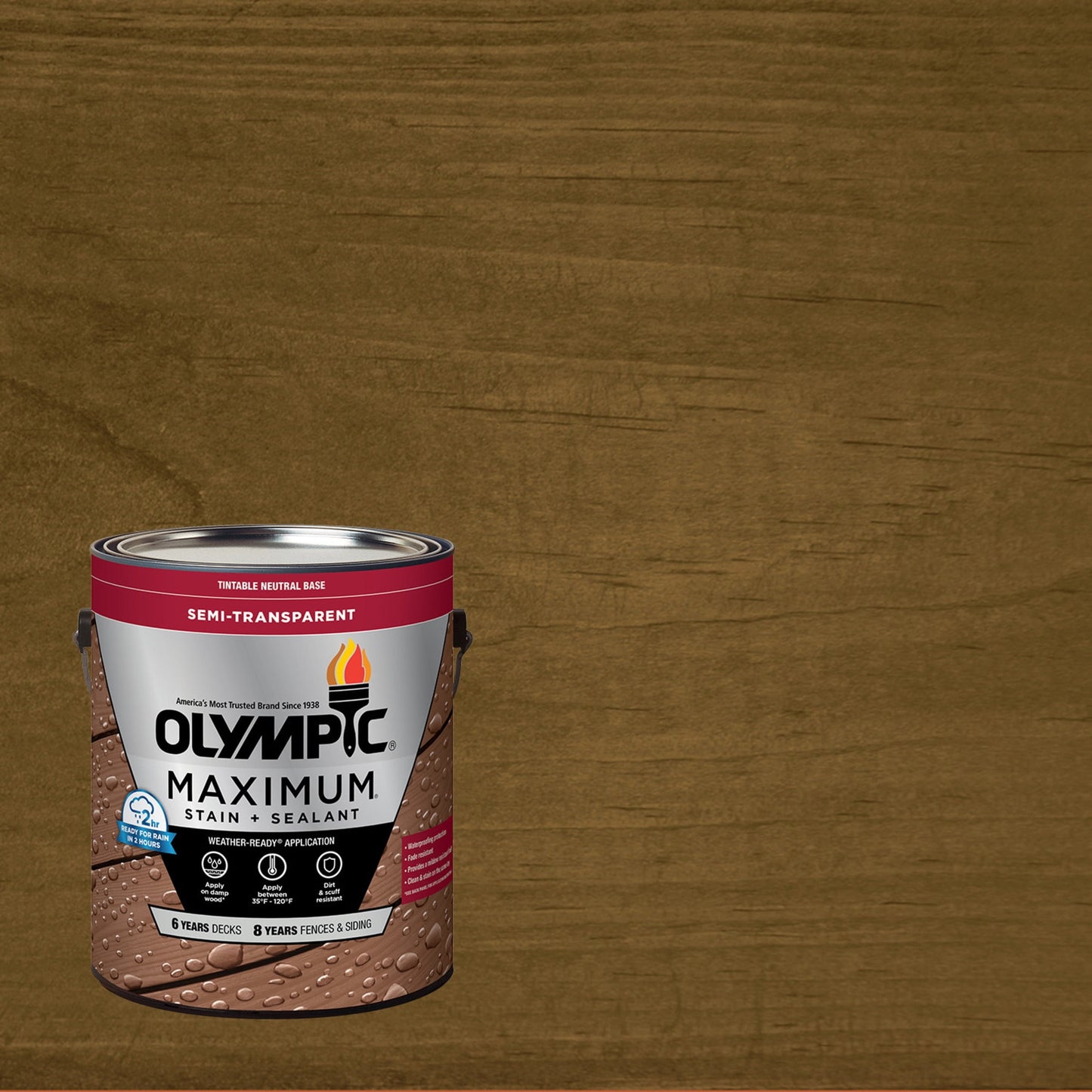 Olympic Maximum 1 Gallon ST-2016 Light Mocha Semi-Transparent Exterior Stain and Sealer in One Low VOC