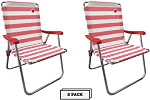 OmniCore Designs New Standard Folding Camp/Lawn Chair (2 Pack) RED/WHITE