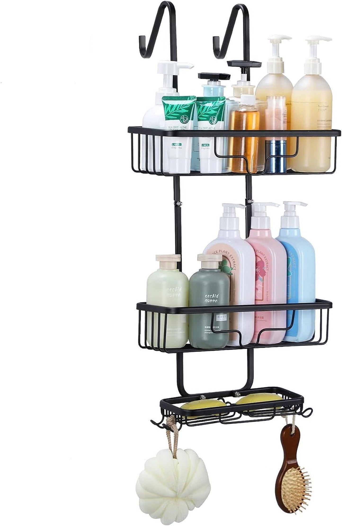 Over the Door Shower Caddy, 3 Tier Hanging Shower Organizer Shelf, Black