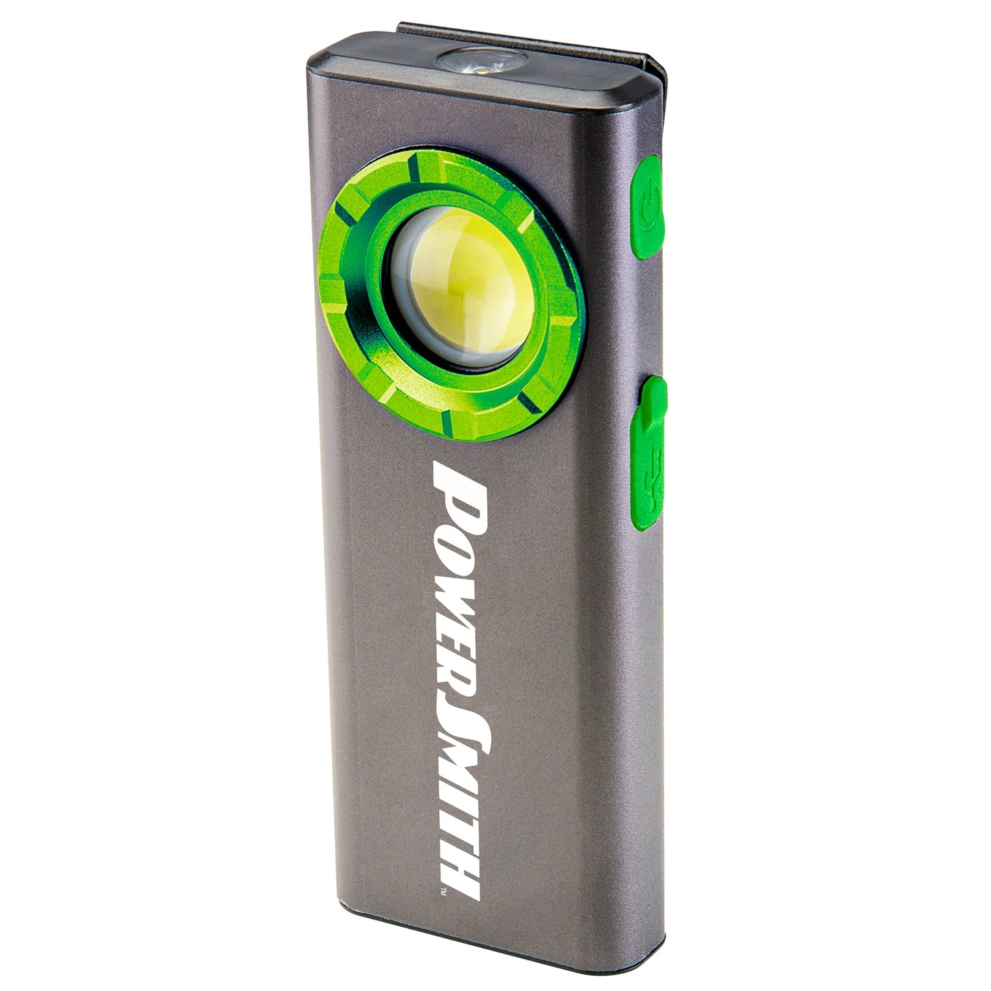 POWERSMITH 1200 Lumen Rechargeable Work Light with Metal Housing, Magnetic Pocket Clip, USB-C Charging Cable, IPX7 Waterproof, and 2 Year Warranty (PLR12F2S)