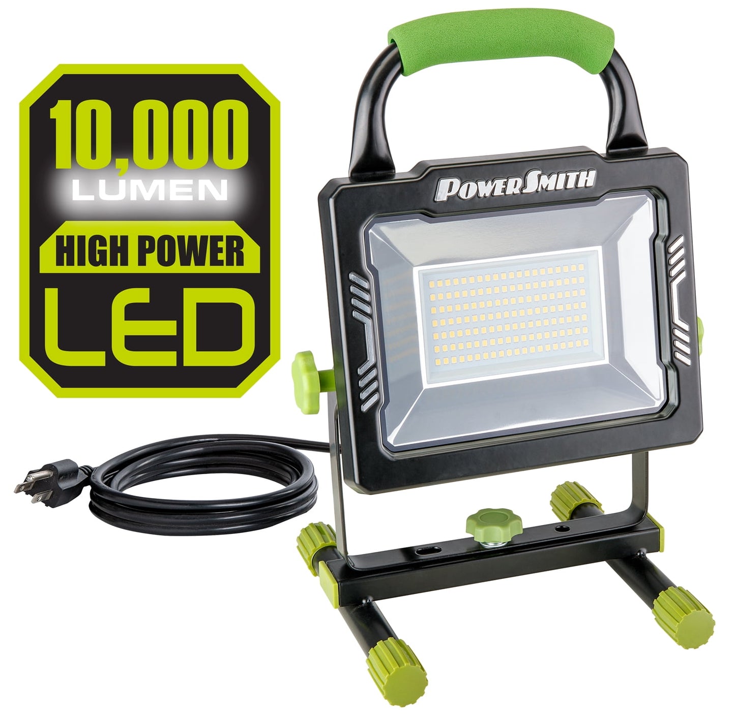PowerSmith 2000 Lumen Work Light LED Weatherproof with Large Adjustable Metal Hook, 360° Tilt and Swivel Metal Stand, Impact-Resistant Glass Lens, 5 Year Warranty (PWLS020H)