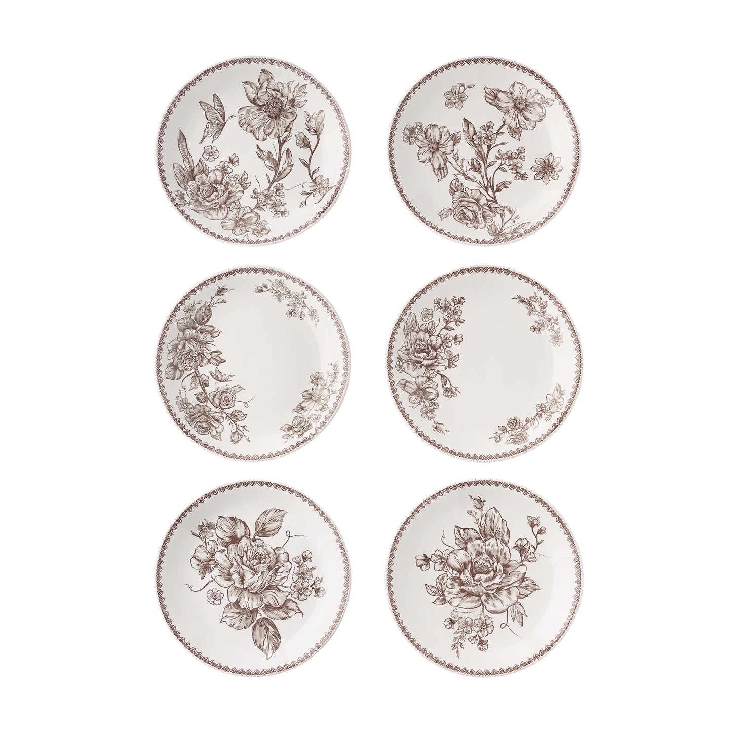 The Pioneer Woman Agatha Stoneware Appetizer Plate, Brown, Set of 6
