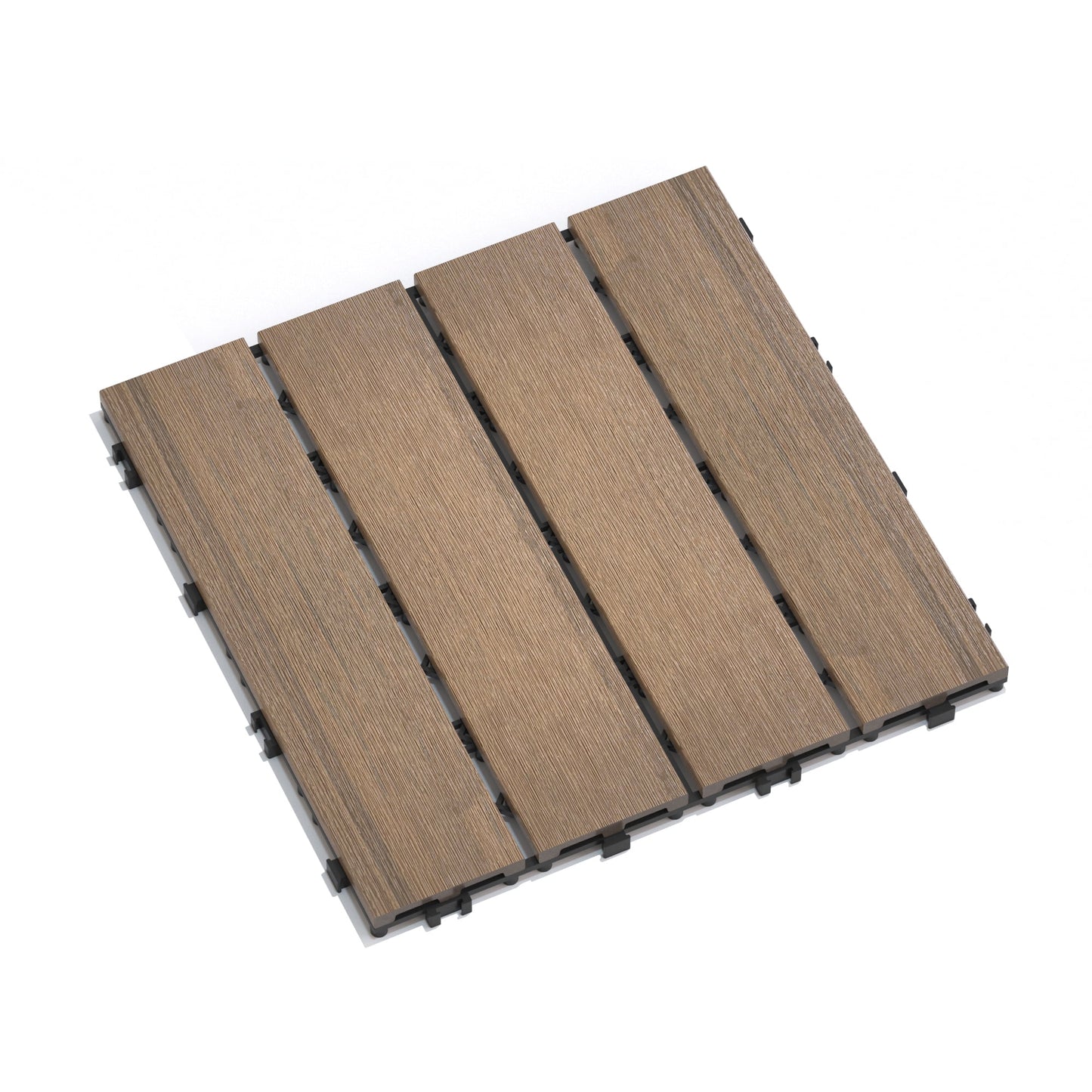 Losetas para Terraza de Patio, Paquete de 11 Losetas de Piso de Madera y Plástico Entrelazadas DIY para Porche Balcón Patio Trasero Patio Exterior, Roble