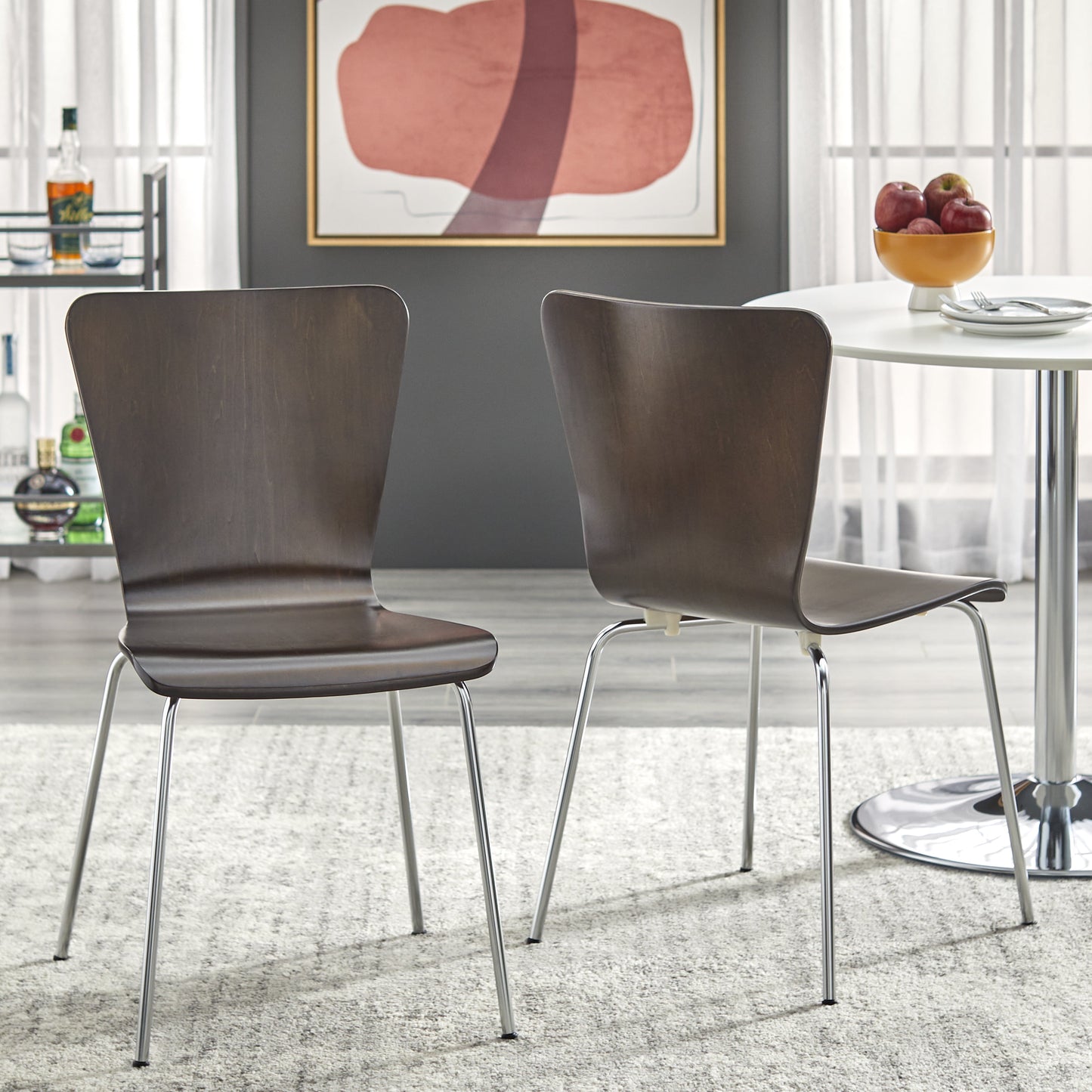 Pisa Silla de Madera Curvada, Juego de 2, Gris