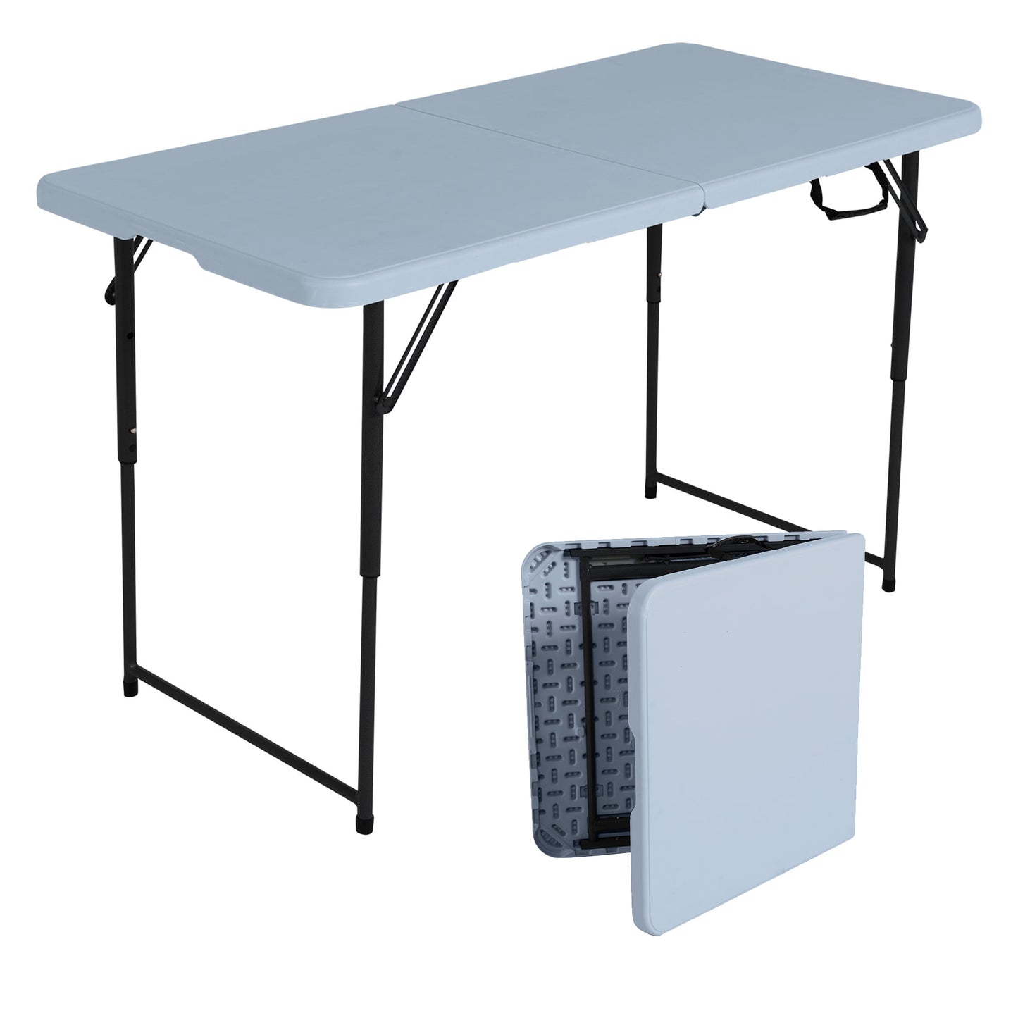 Peakform Mesa Rectangular de 4 Pies con Altura Ajustable Que Se Pliega a la Mitad, Requiere Interior/exterior, Blanca (80920)