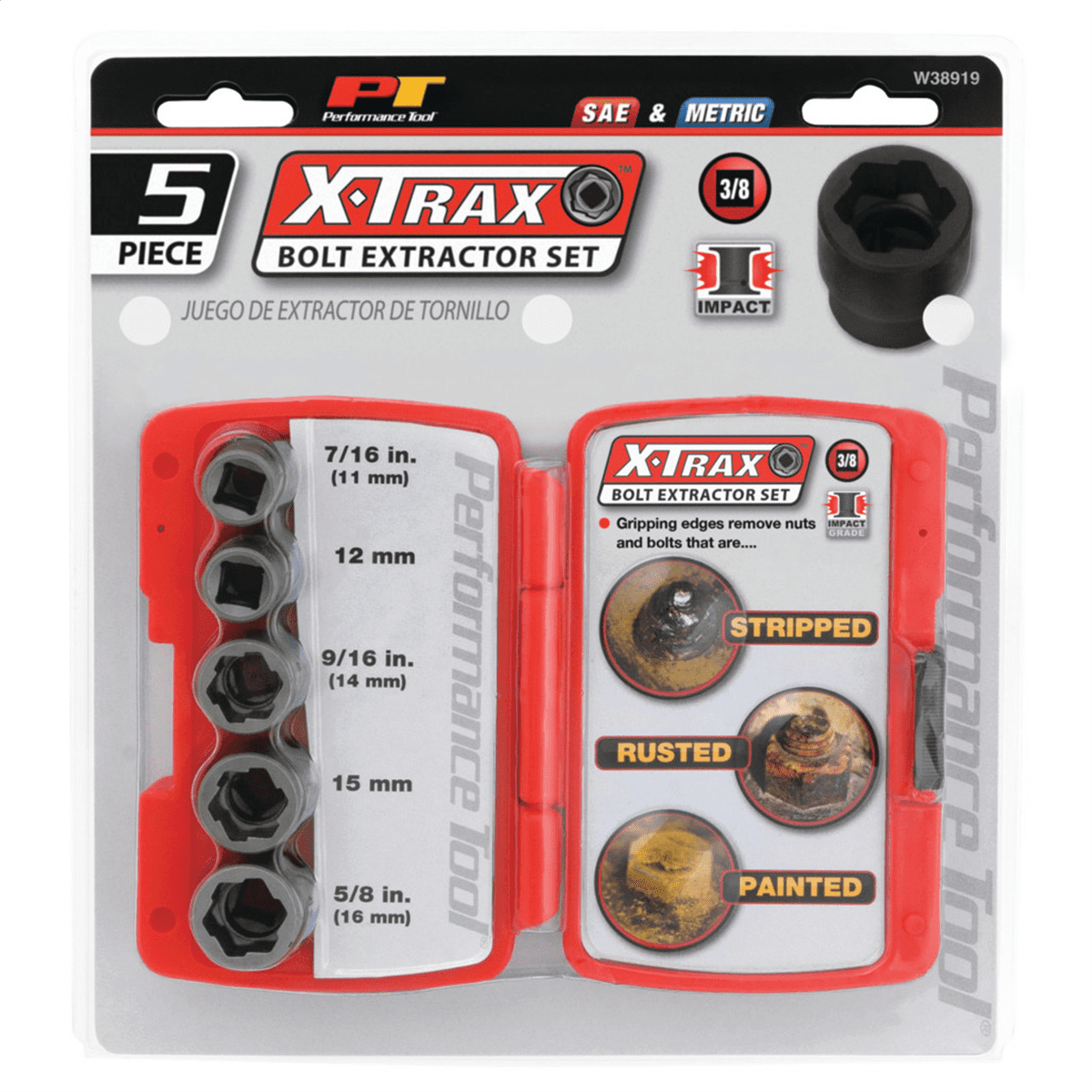 Wilmar Corp. / Performance Tool 5 Piece 3/8" Drive Bolt Extractor Set