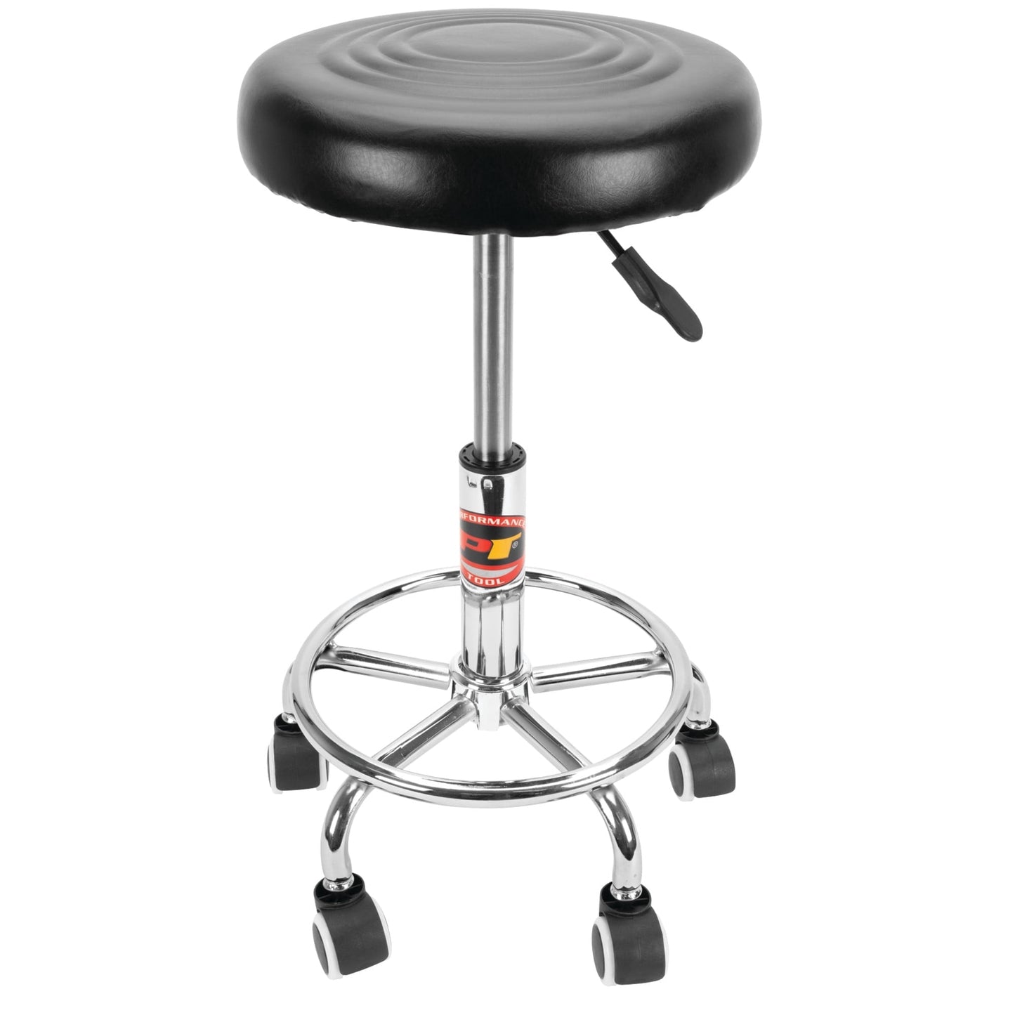 Performance Tool W85027 19 in. to 24 in. Pneumatic Adjustable Rolling Bar Stool, 250 Lbs. Capacity, Black