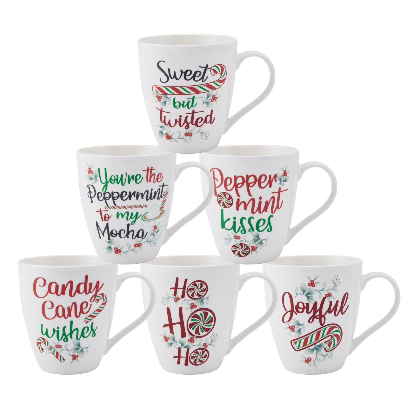 Pfaltzgraff Winterberry Porcelain 18 oz Mugs Set of 6