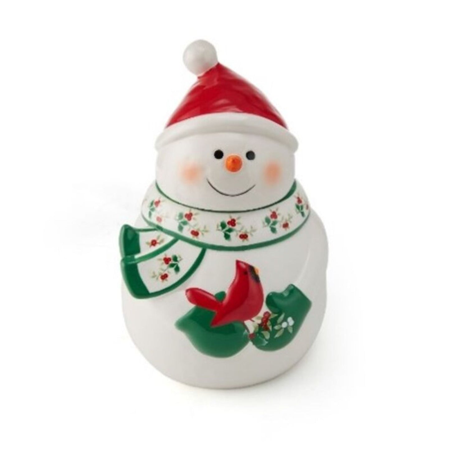 Pfaltzgraff Winterberry Snowman with Cardinal 10 in Cookie Jar