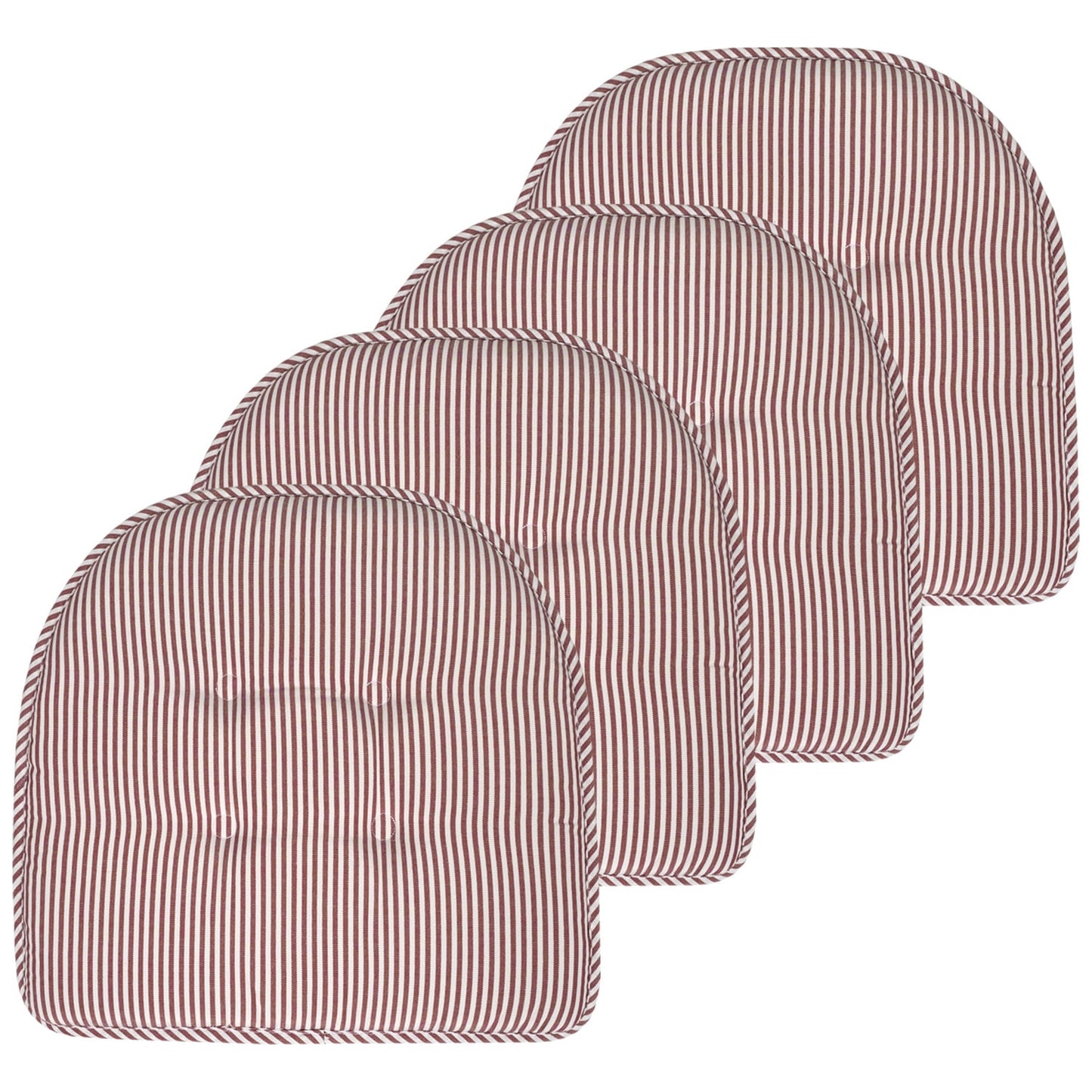 Pinstripe U-Shaped Memory Foam Chair Pad Burgundy 4-Pack