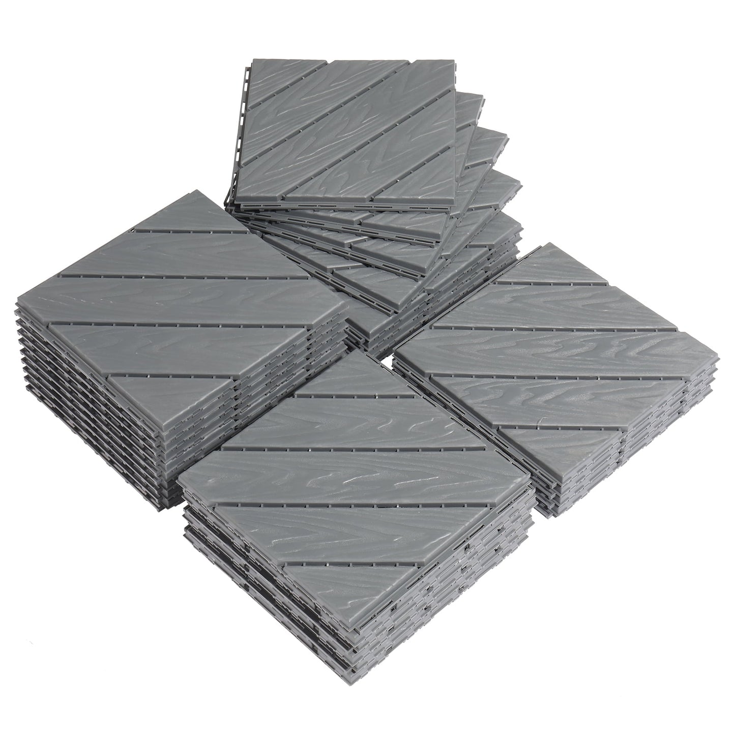 Plastic Interlocking Deck Tiles, 27 Pack, 11.8"x11.8" Waterproof Flooring Tiles for Indoor and Outdoor, Patio Floor Decking Tiles for Porch Poolside Balcony Backyard, Dark Grey