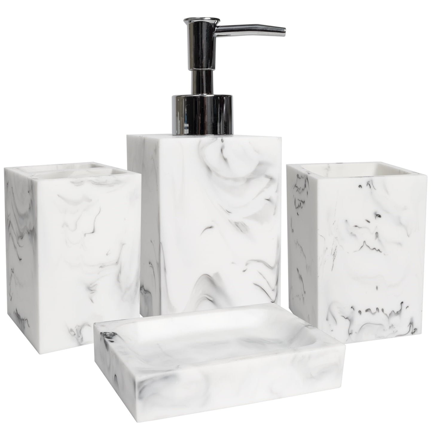 Plaza Bath Accessory Poly Resin 4 Piece Bath Accessories Set