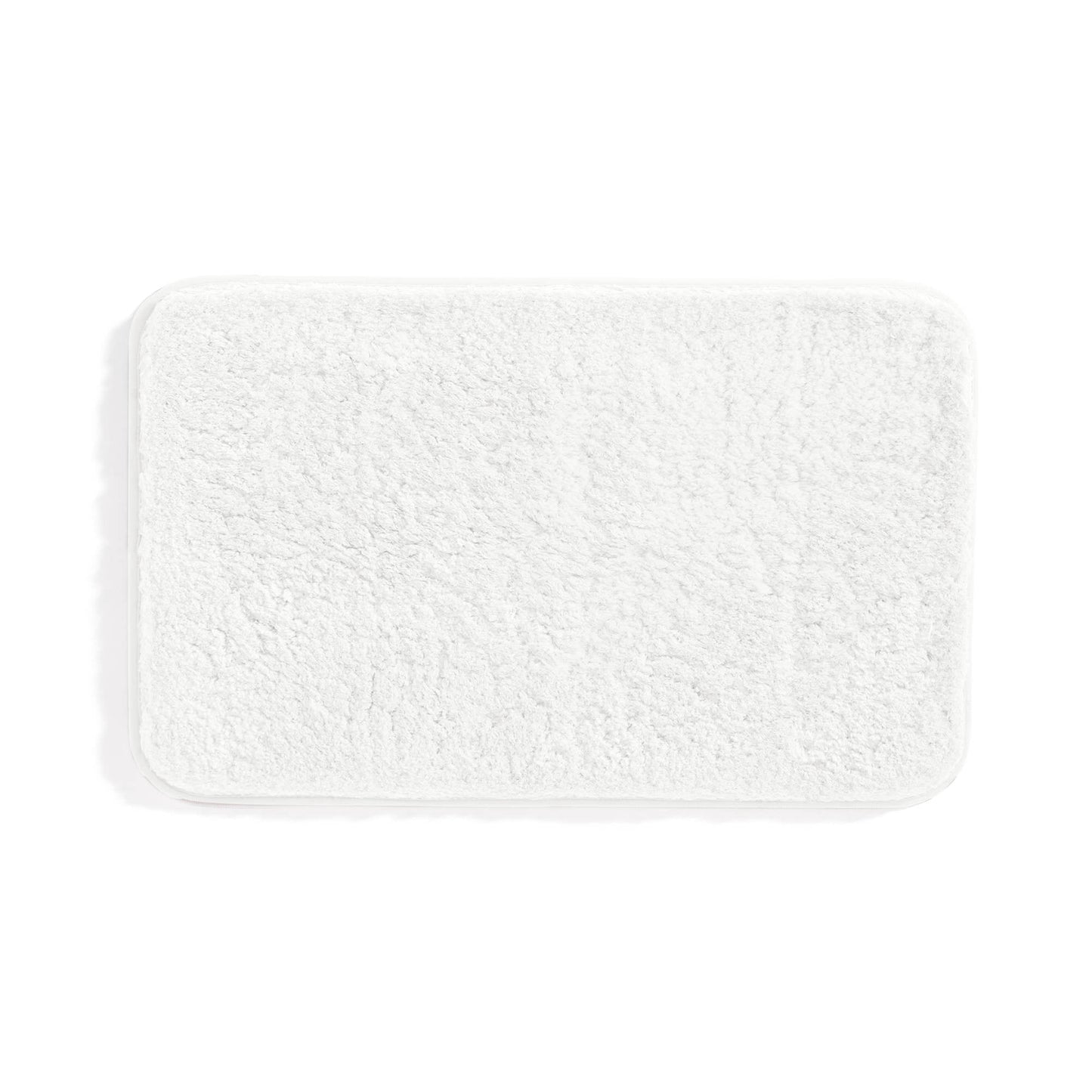 Plush Absorbent Bath Mat Rug with Anti-Skid Rubber Backing, 34 x 21, White, by Noble Linens