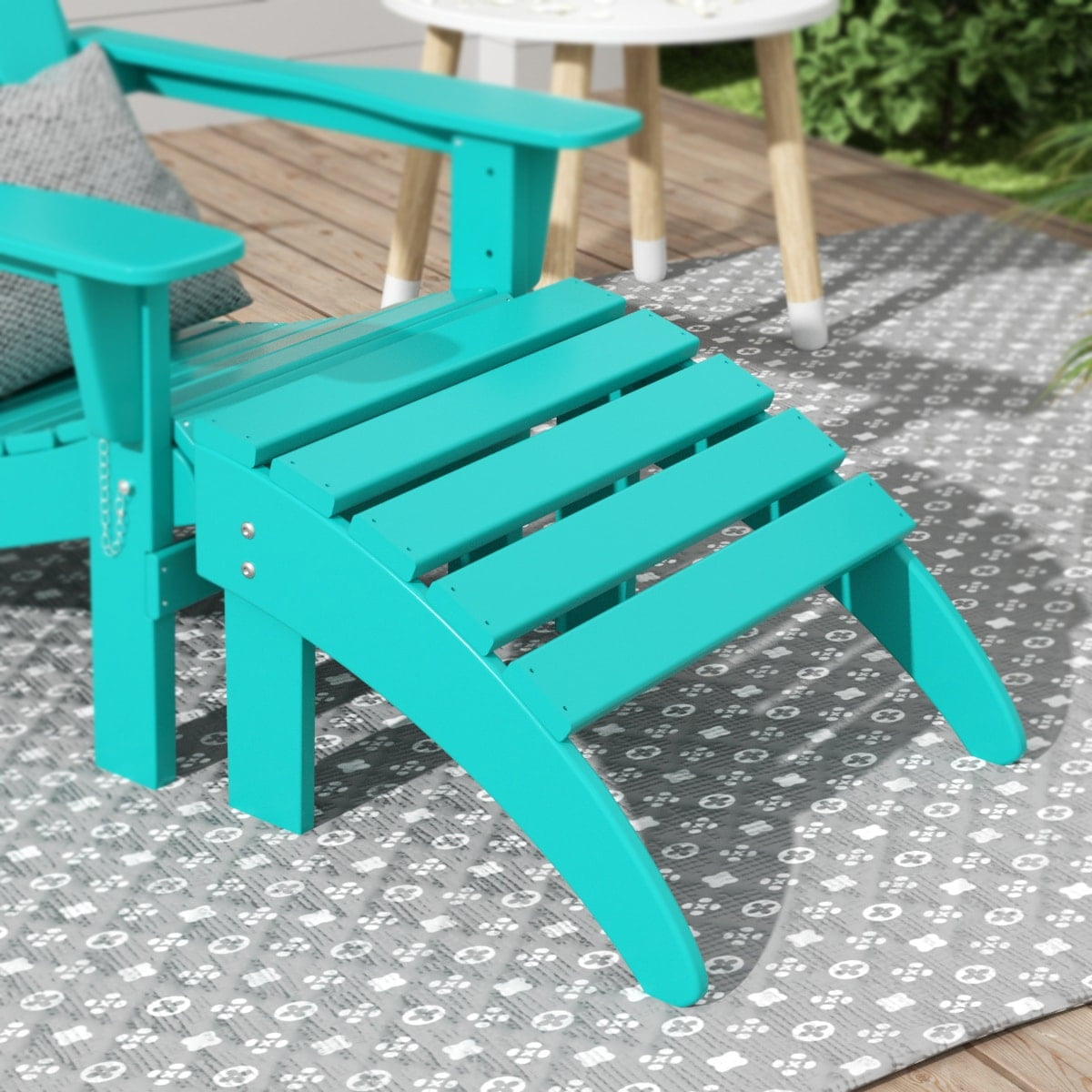 Polytrends Laguna Hdpe All Weather Outdoor Patio Foldable Ottoman Turquoise