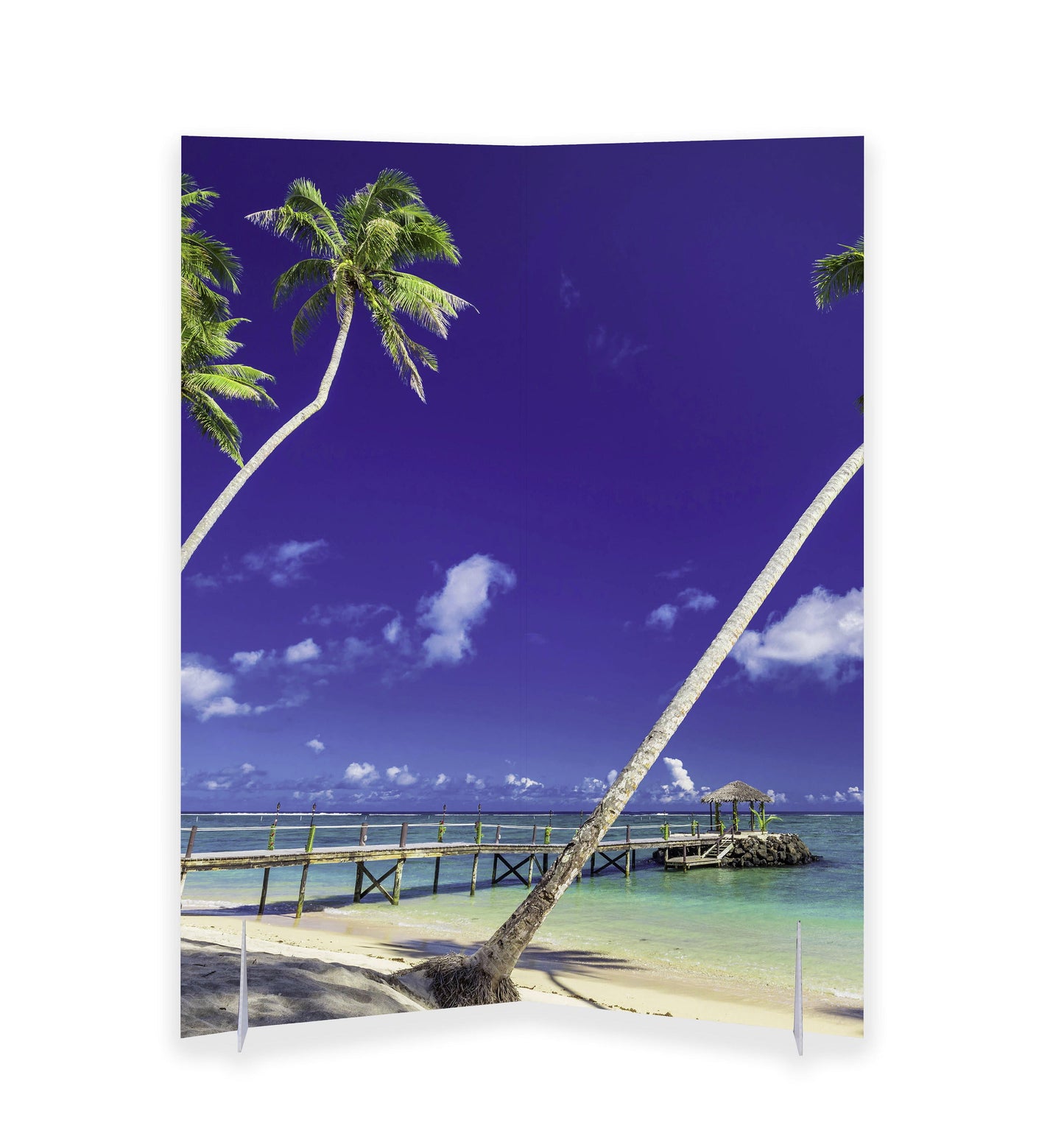 Portable Bi-folding Rigid Honeycomb Corrugate Floor Partition - Beach Print 46L" x 9W" x 60H"