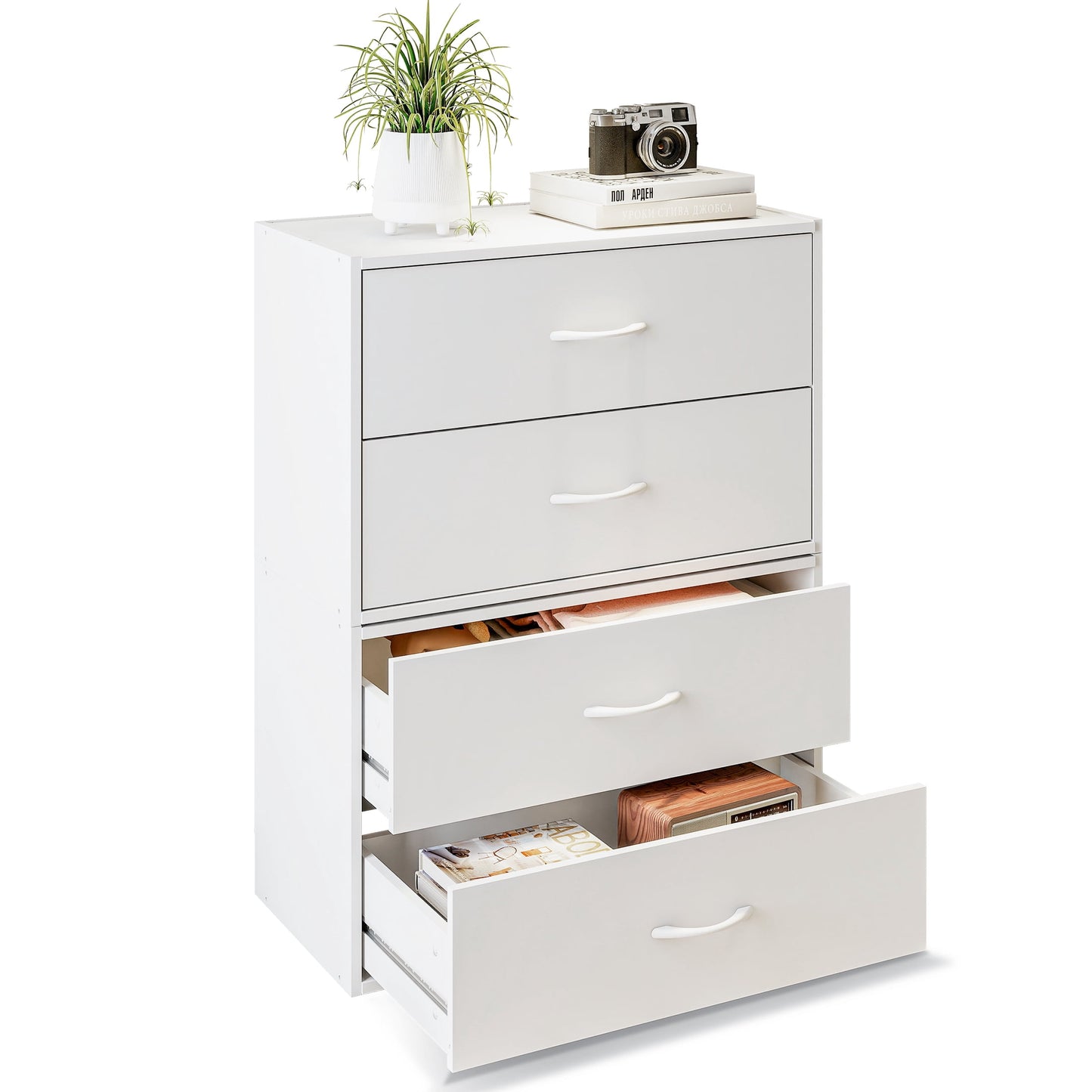 Prilinex 2 Drawer Dresser for Bedroom Set of 2, White Dresser Double Chest of Drawers, Stackable Modern Wood Dressers with Anti-Tip for Closet Storage, Living Room
