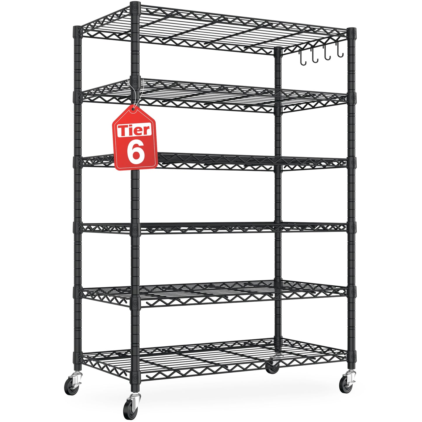 TrumanPick 6-Tier Wire Shelving 36"W x 18"D x 75"H Metal Storage Shelves, Adjustable Garage Shelving Heavy Duty Storage Rack for Pantry Kitchen, Black