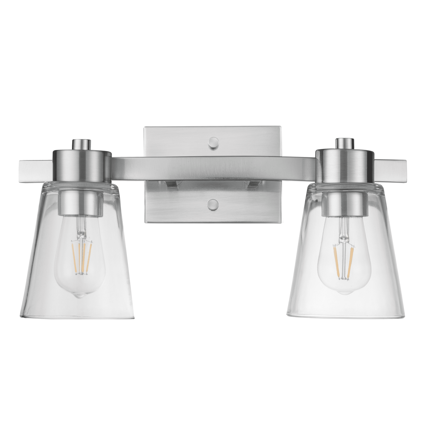 Prominence Home Fairendale 2-Light Brushed Nickel Bathroom Vanity Light with Clear Glass Shade