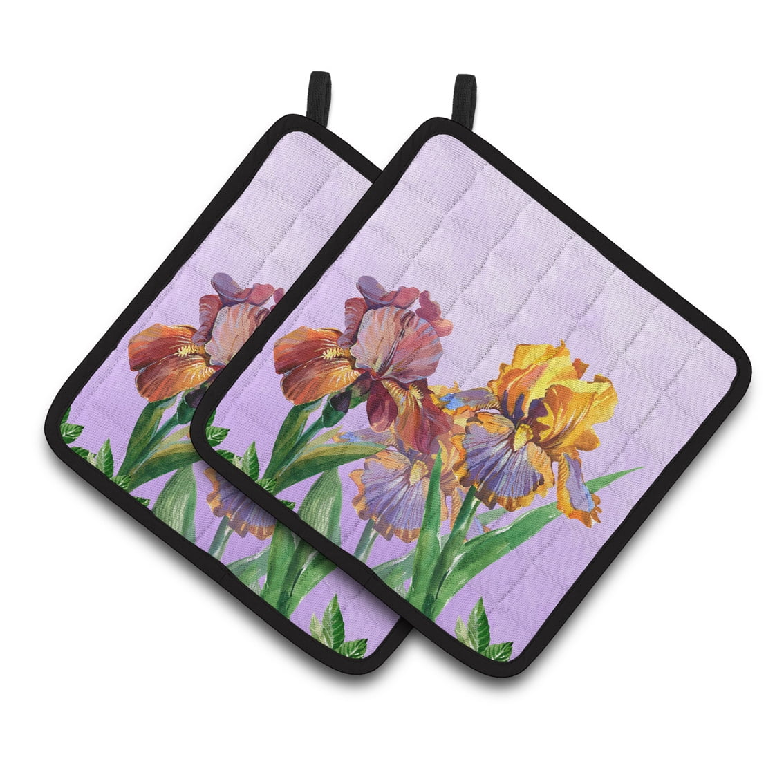 Purple and Yellow Iris Pair of Pot Holders